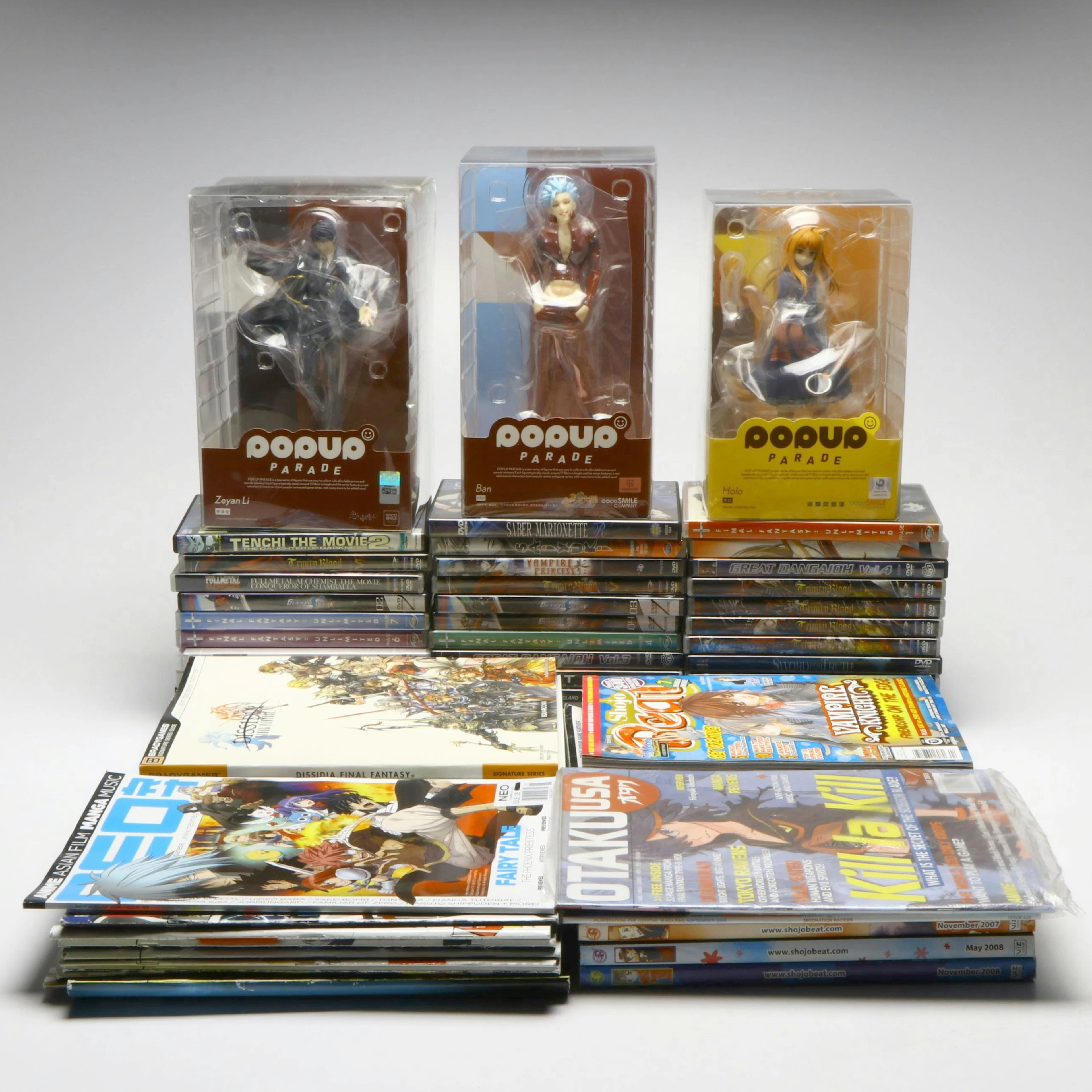 Pop Up Parade Anime Figurines with Books, Manga and Anime DVDs