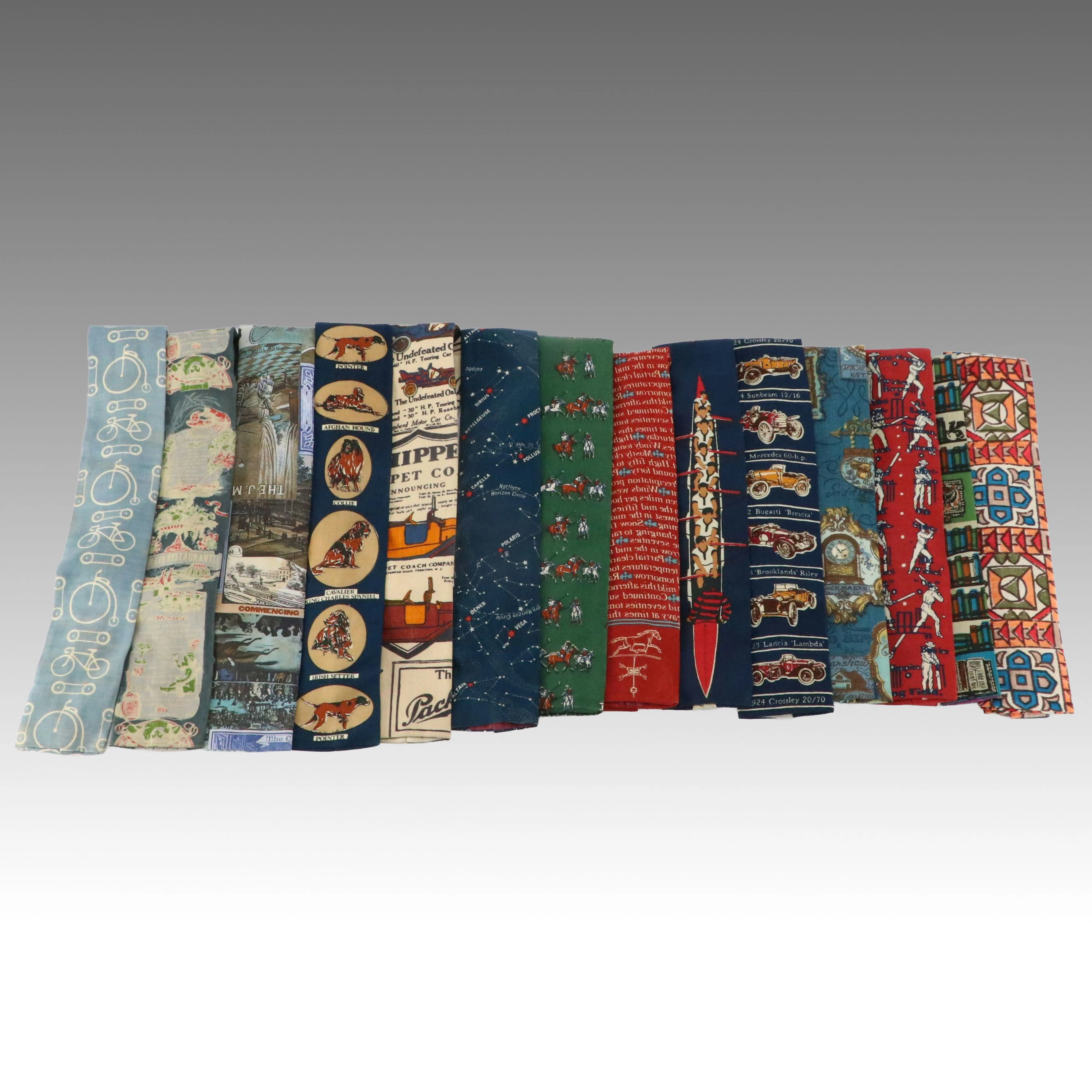 Vintage Rooster Square Tip Neckties in Printed Cotton