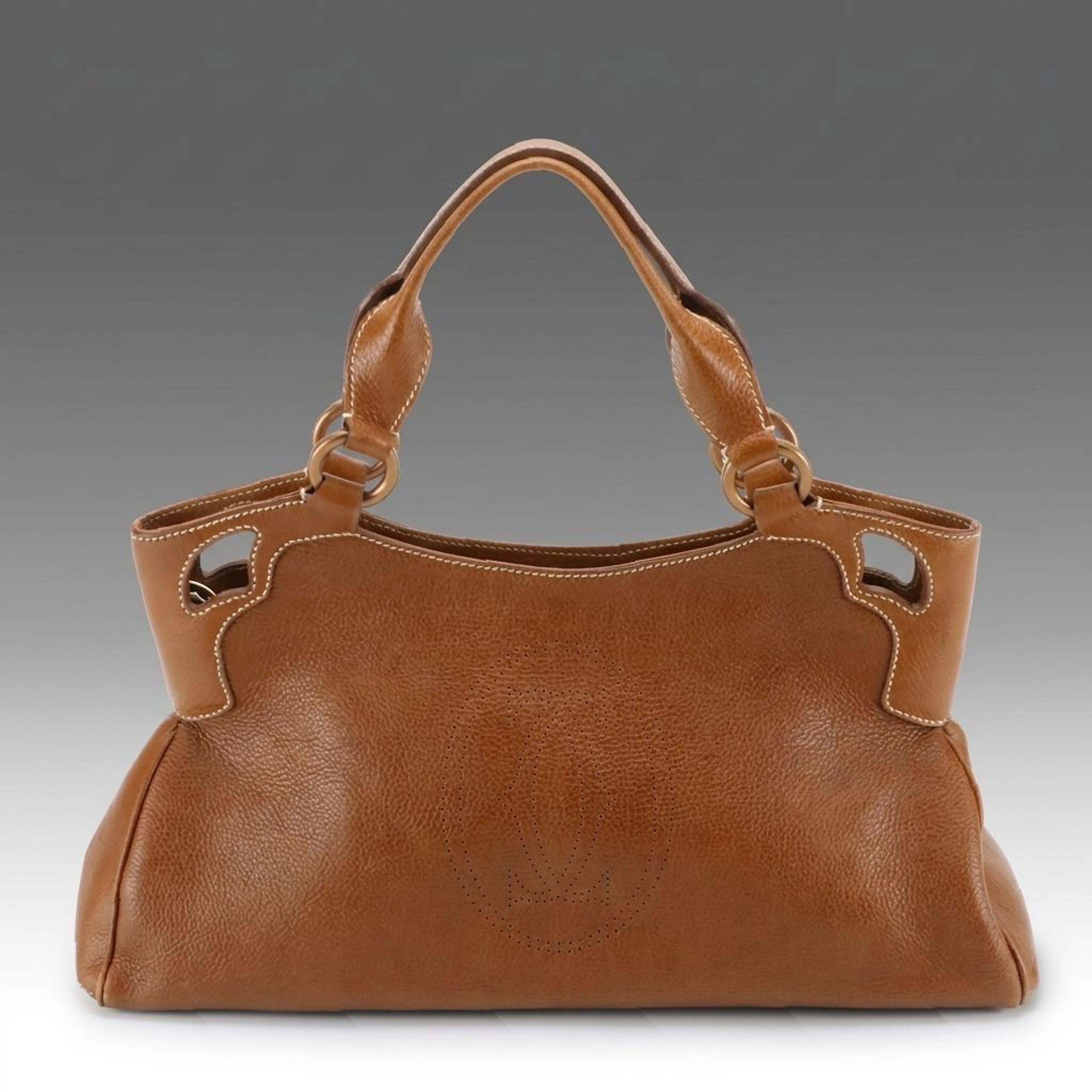 Cartier Marcello de Cartier Small Satchel Bag in Brown Grained Calfskin Leather