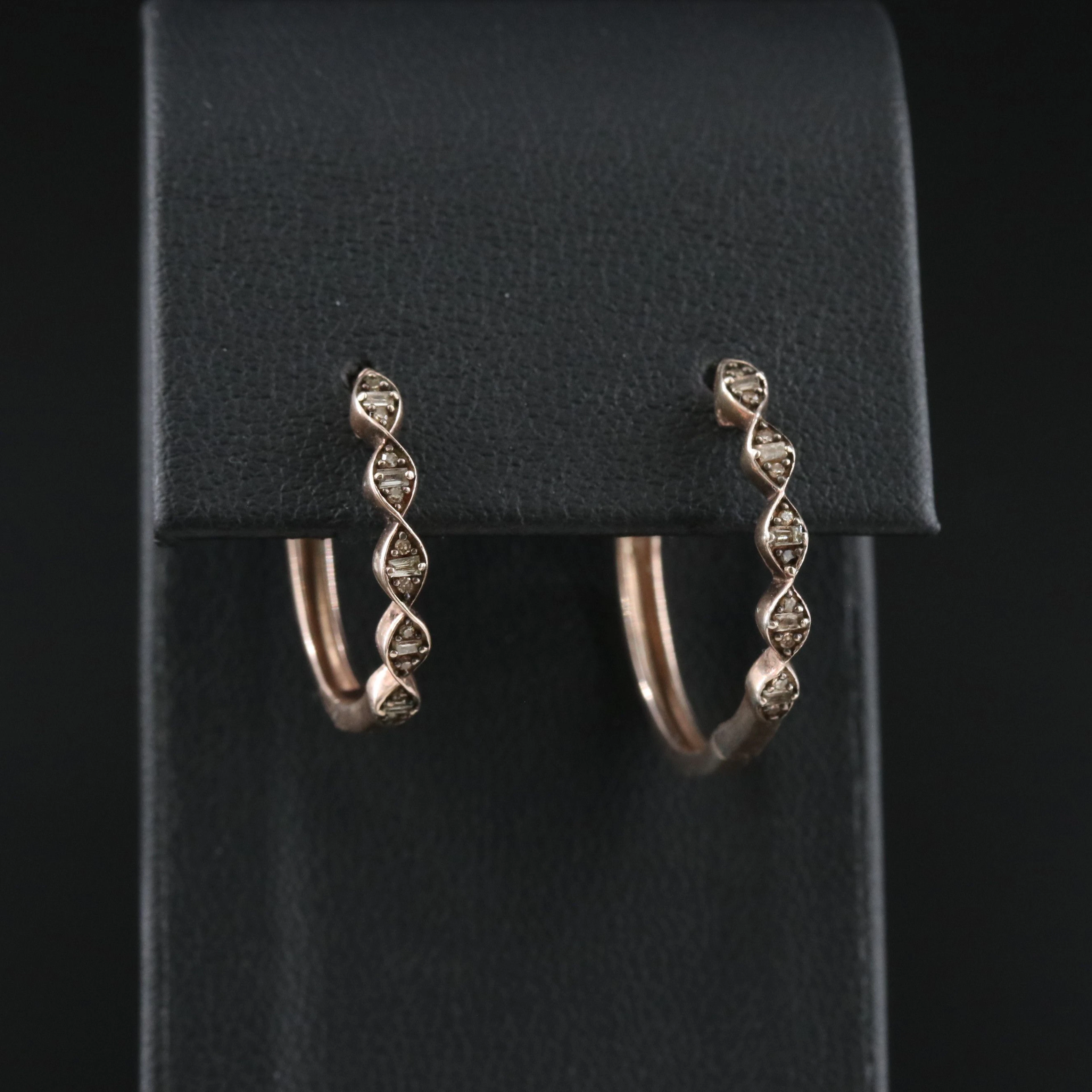 Sterling Diamond Hoop Earrings