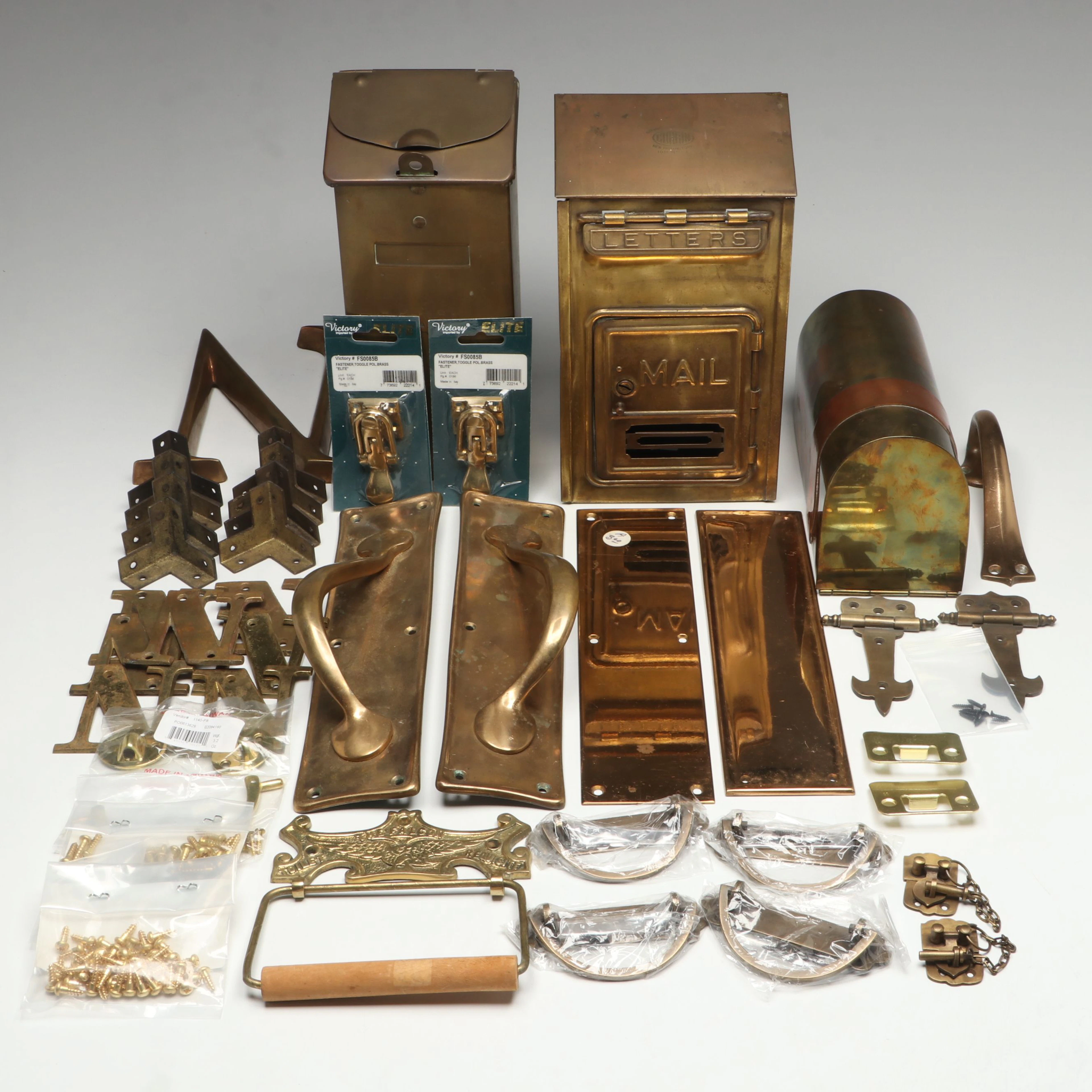 Gibbons Art Nouveau Brass Door Pulls, Sarreid Copper Letter Box, and More