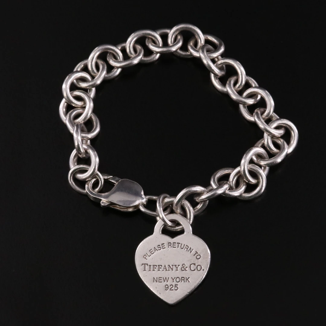 Tiffany & Co. Sterling Heart Tag Charm Bracelet