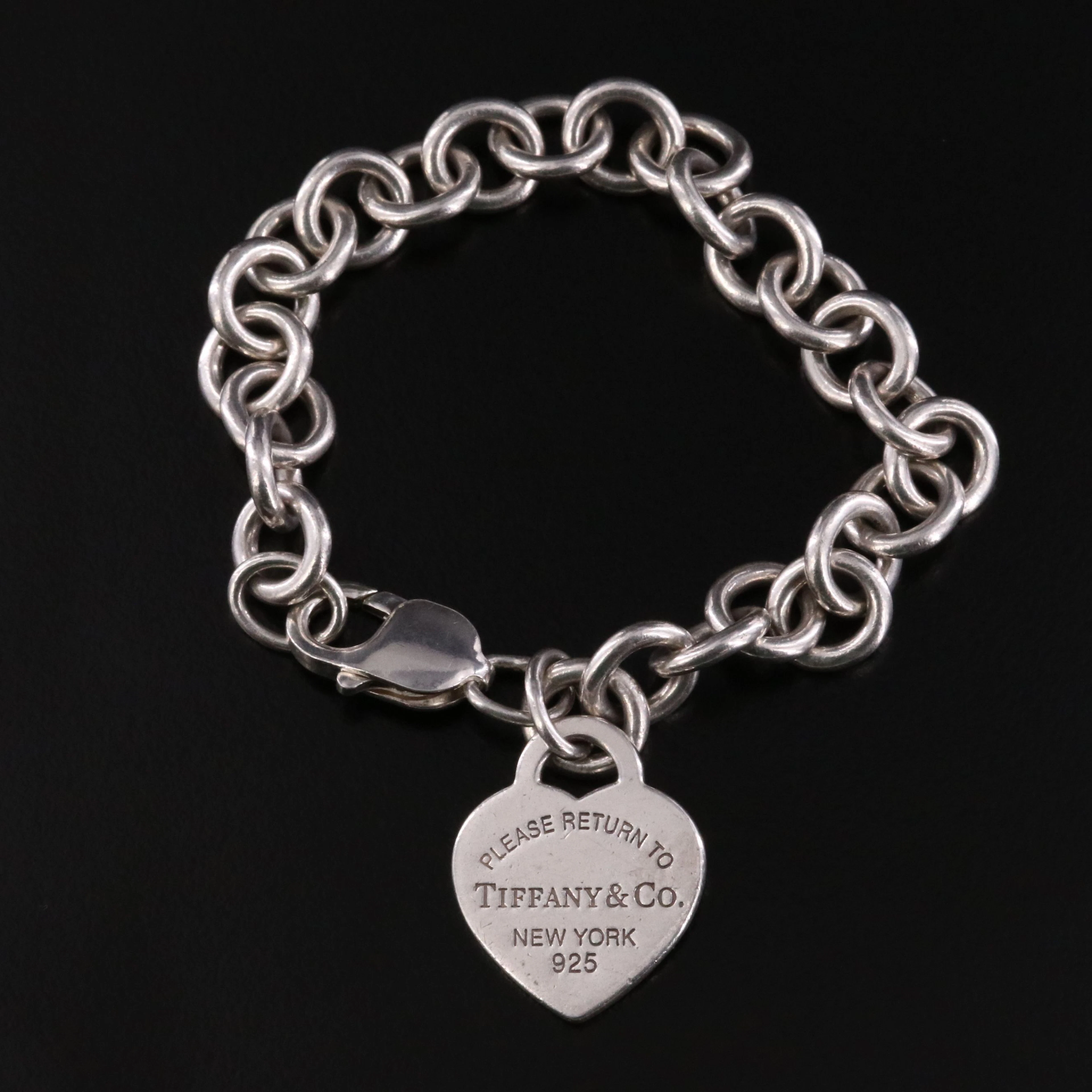 Tiffany & Co. Sterling Heart Tag Charm Bracelet