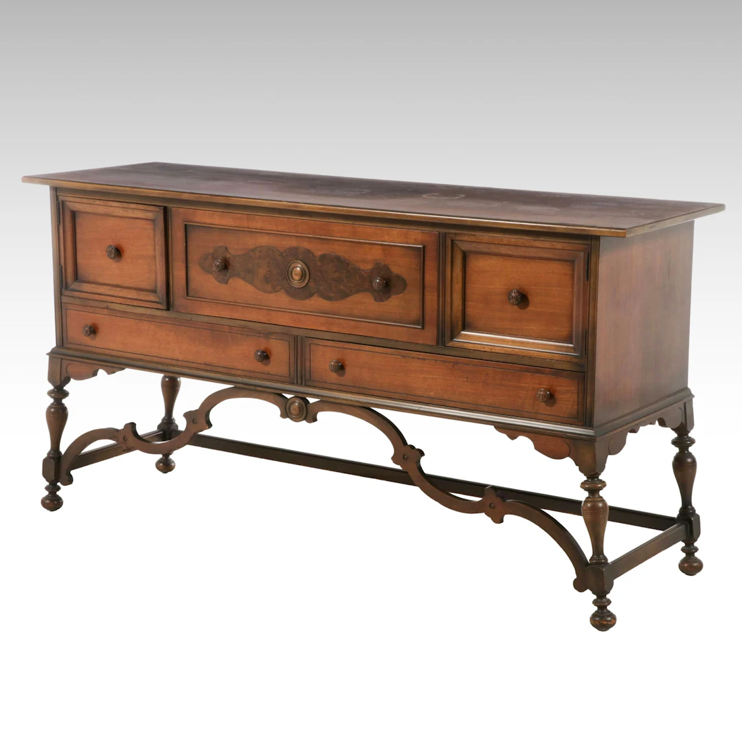 Spanish Revival Style Walnut Sideboard, Mid-20th Century