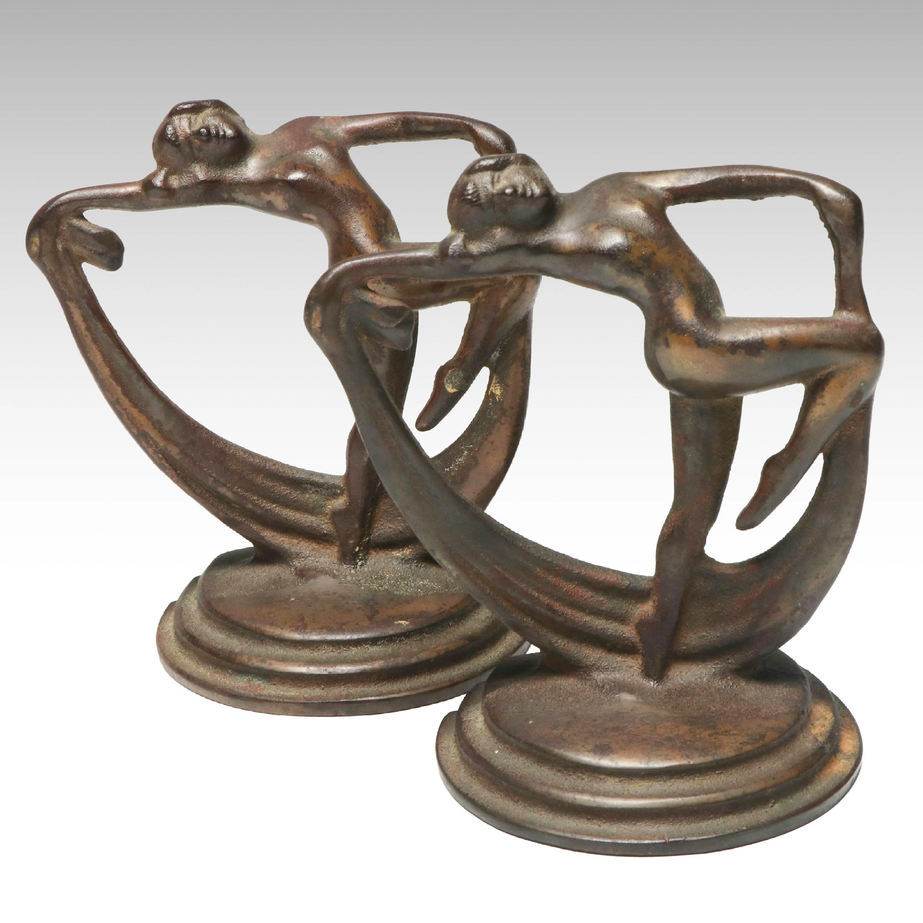 Art Deco Style Figural Bronze Bookends