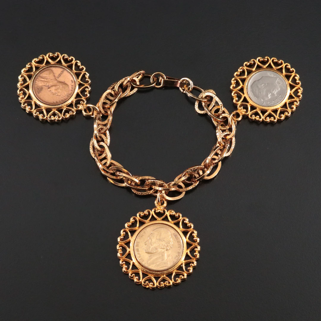 Vintage Winard Lettered Products "Three Coins in the Fountain" Bracelet