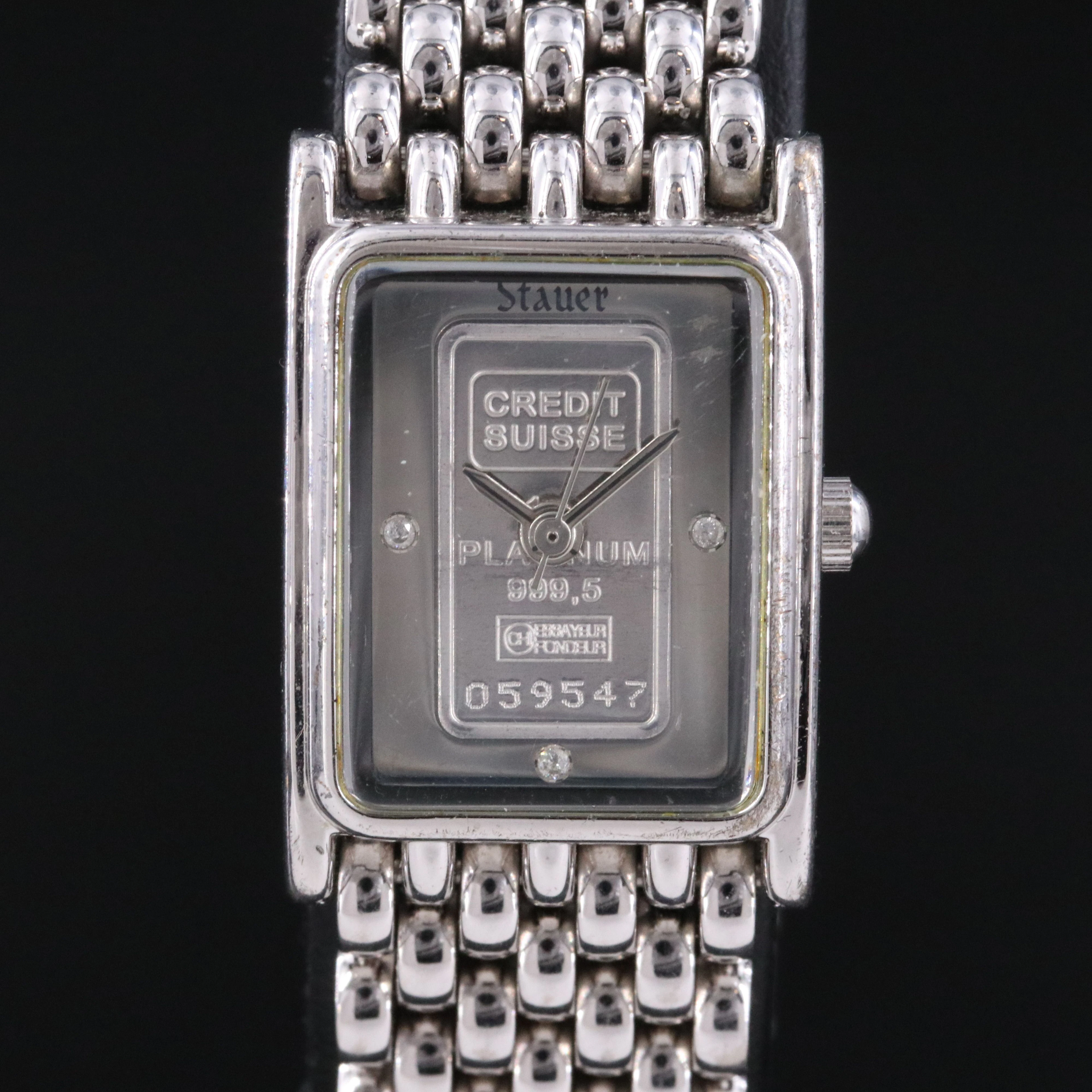 Stauer Platinum Swiss Ingot Diamond Dial Watch L-31404