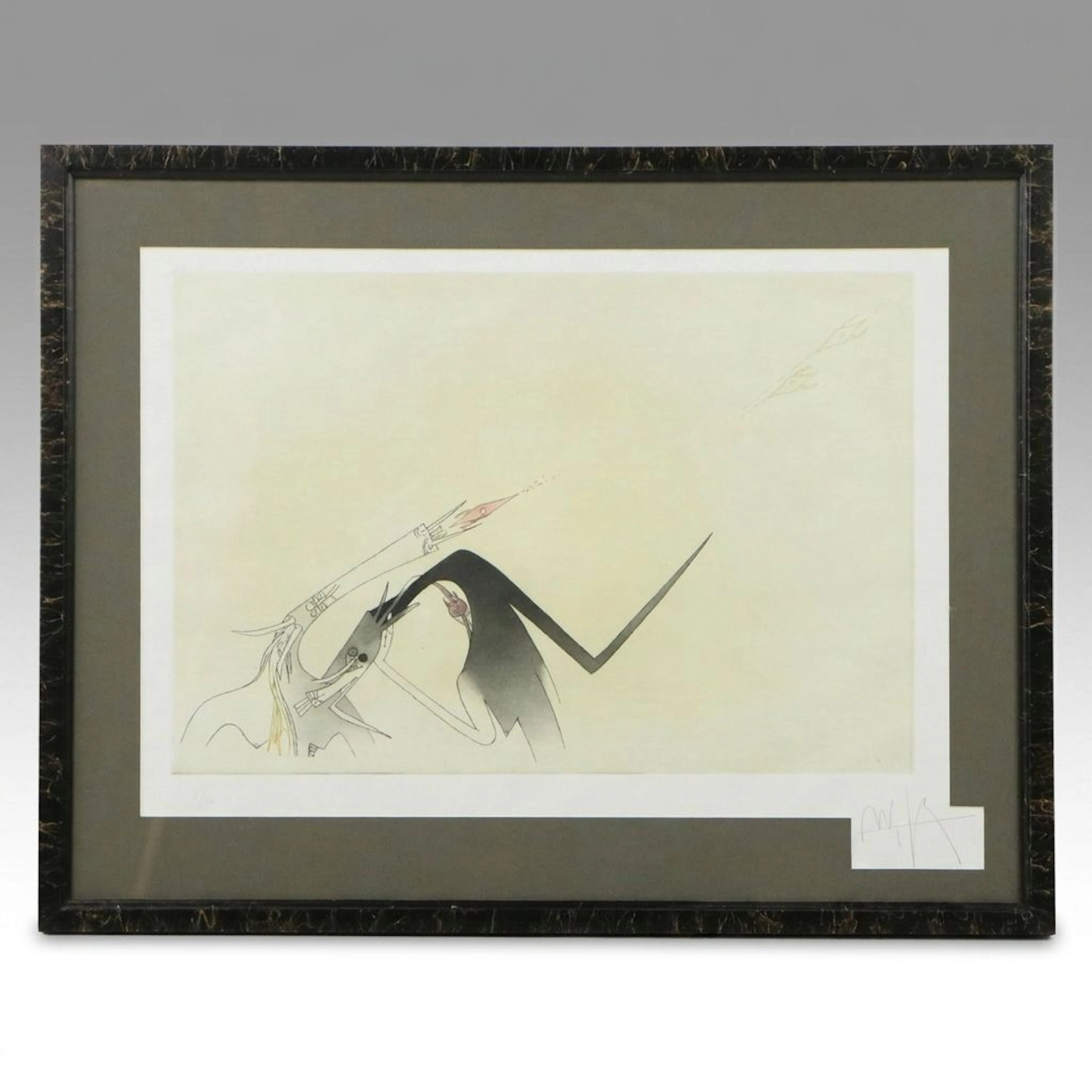 Wifredo Lam Surrealist Etching with Aquatint "Contre une maison sèche I," 1975