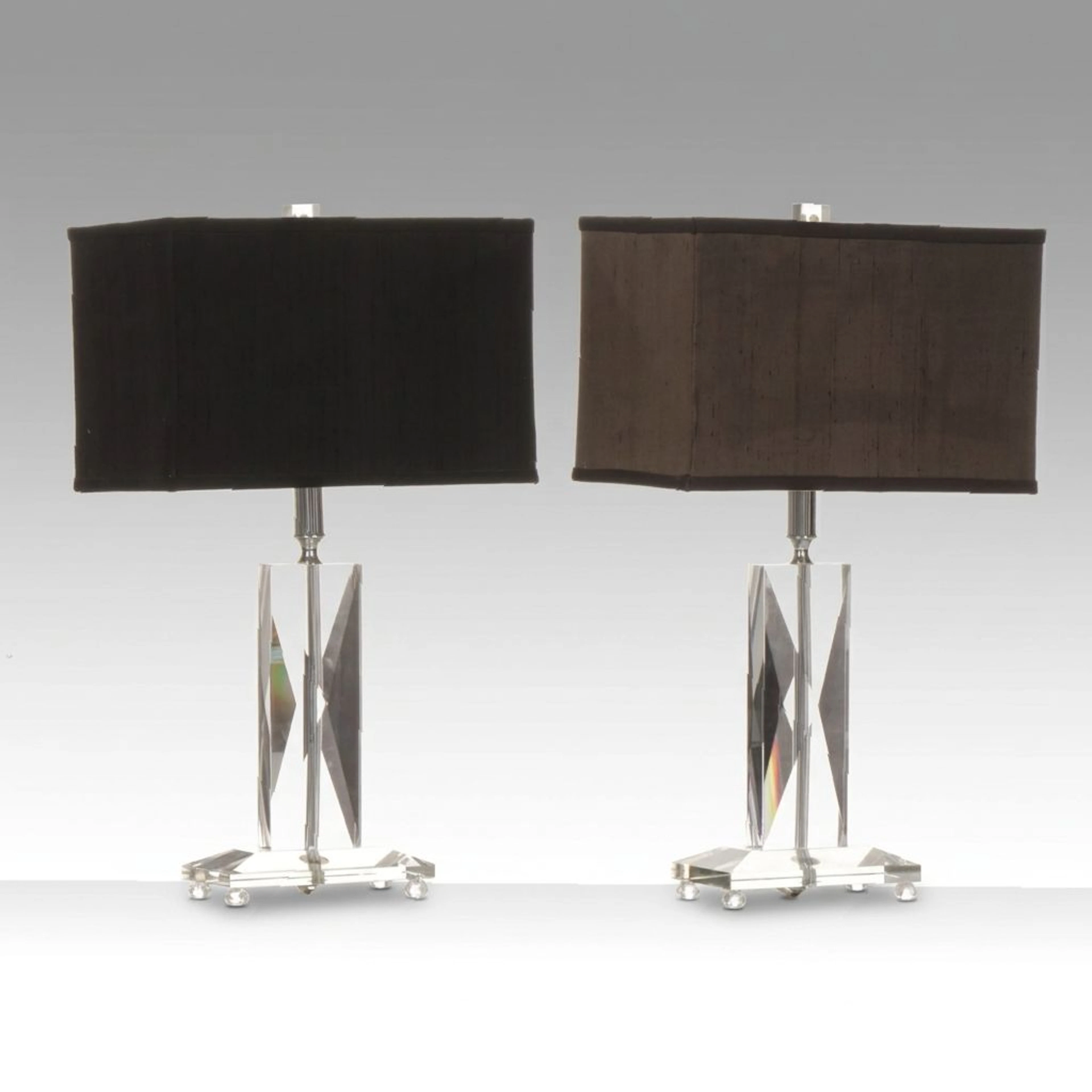 Pair of Bombay Company Faceted Crystal Body Table Lamps
