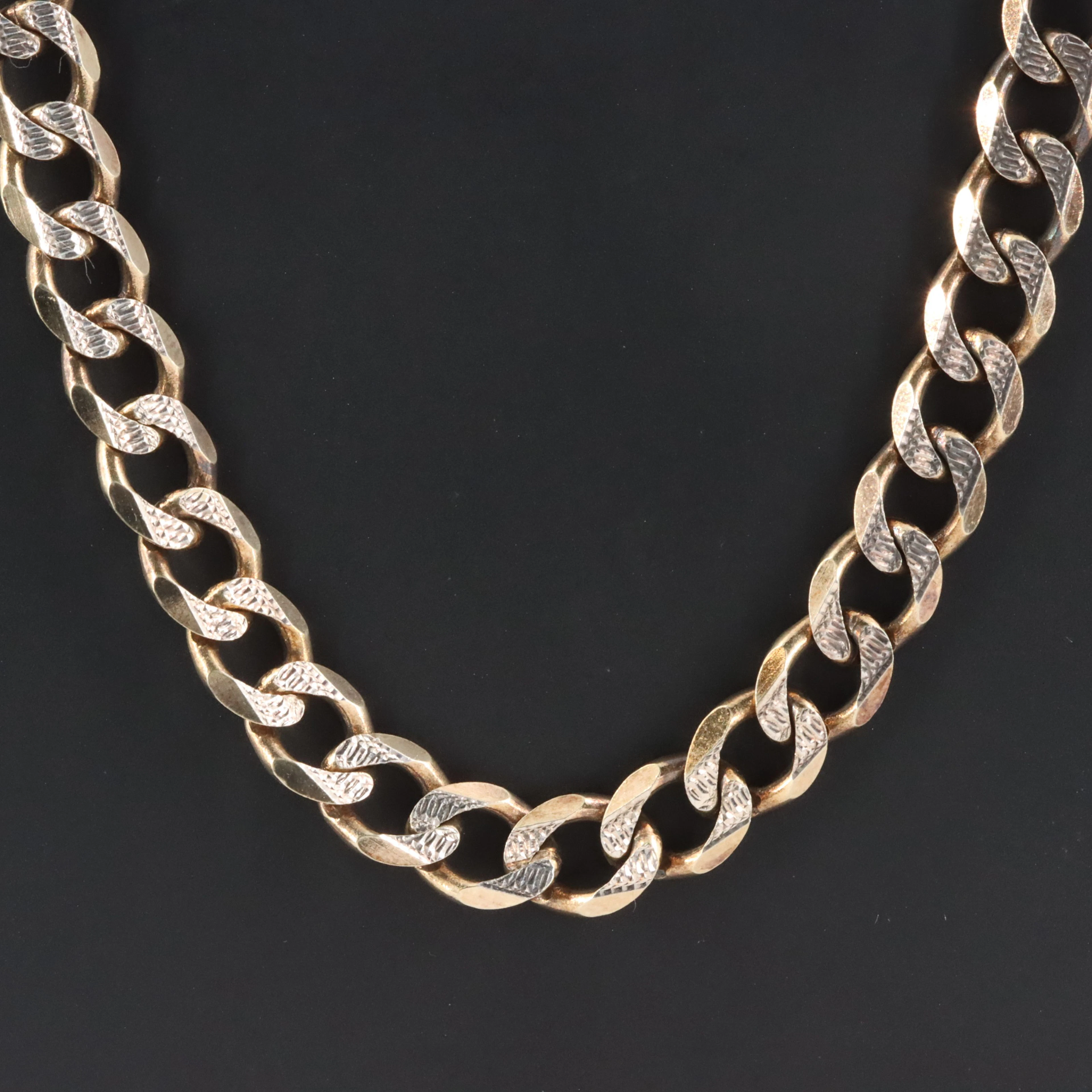 Italian Sterling Two-Tone Patterned Curb Chain Necklace