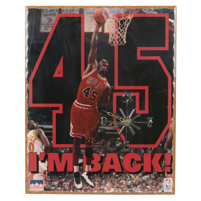 Michael Jordan "#45 - I'm Back!" NBA Poster on Cork Board Wall Clock, 1995