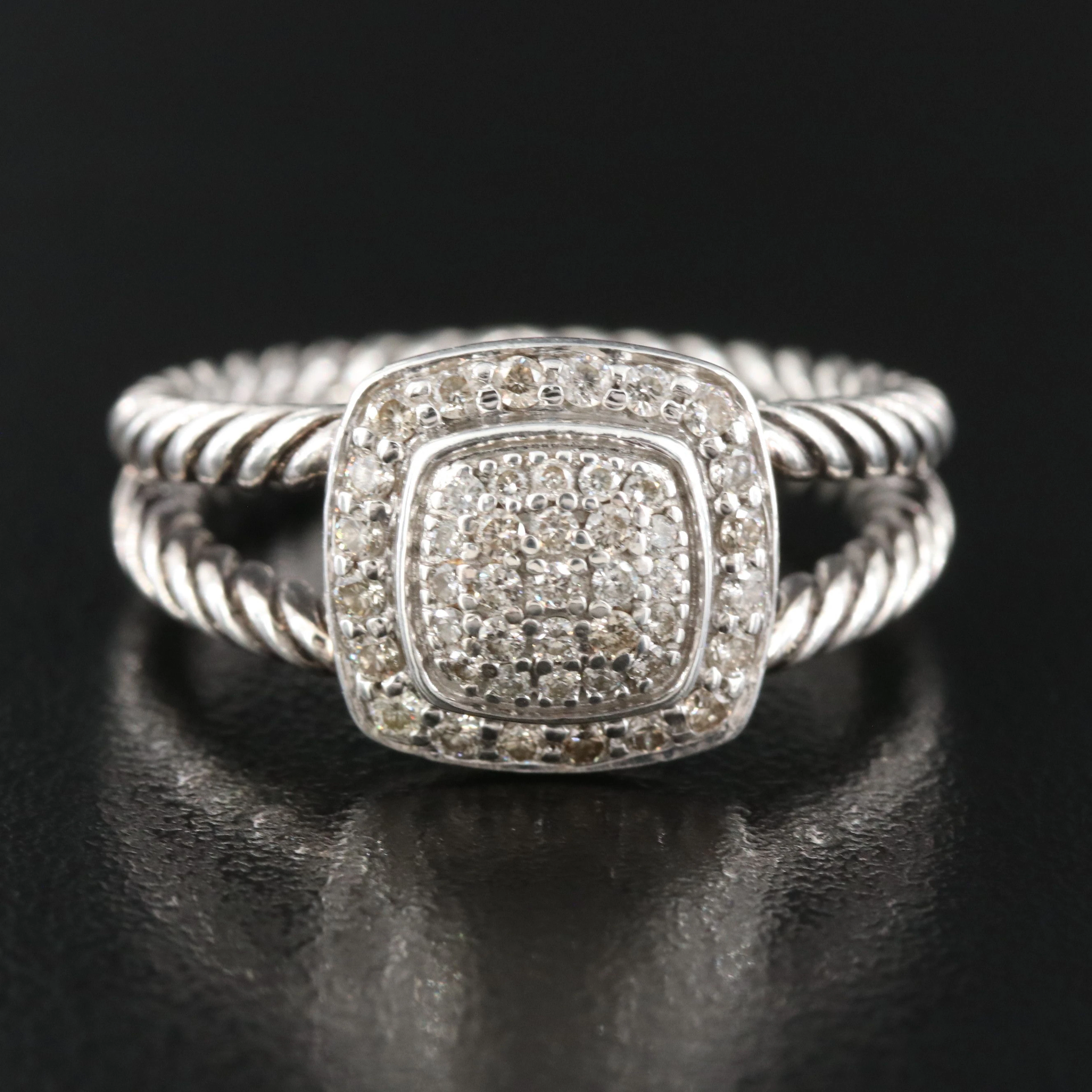 David Yurman Petite Albion Sterling 0.55 CTW Pavé Diamond Ring