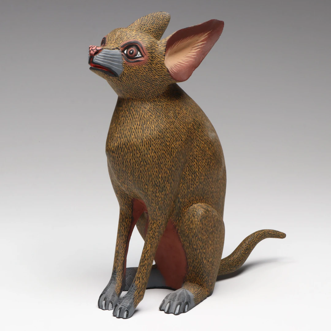 Taller Eleazar Mexican Folk Art Hand-Carved Wood Alebrije Dog