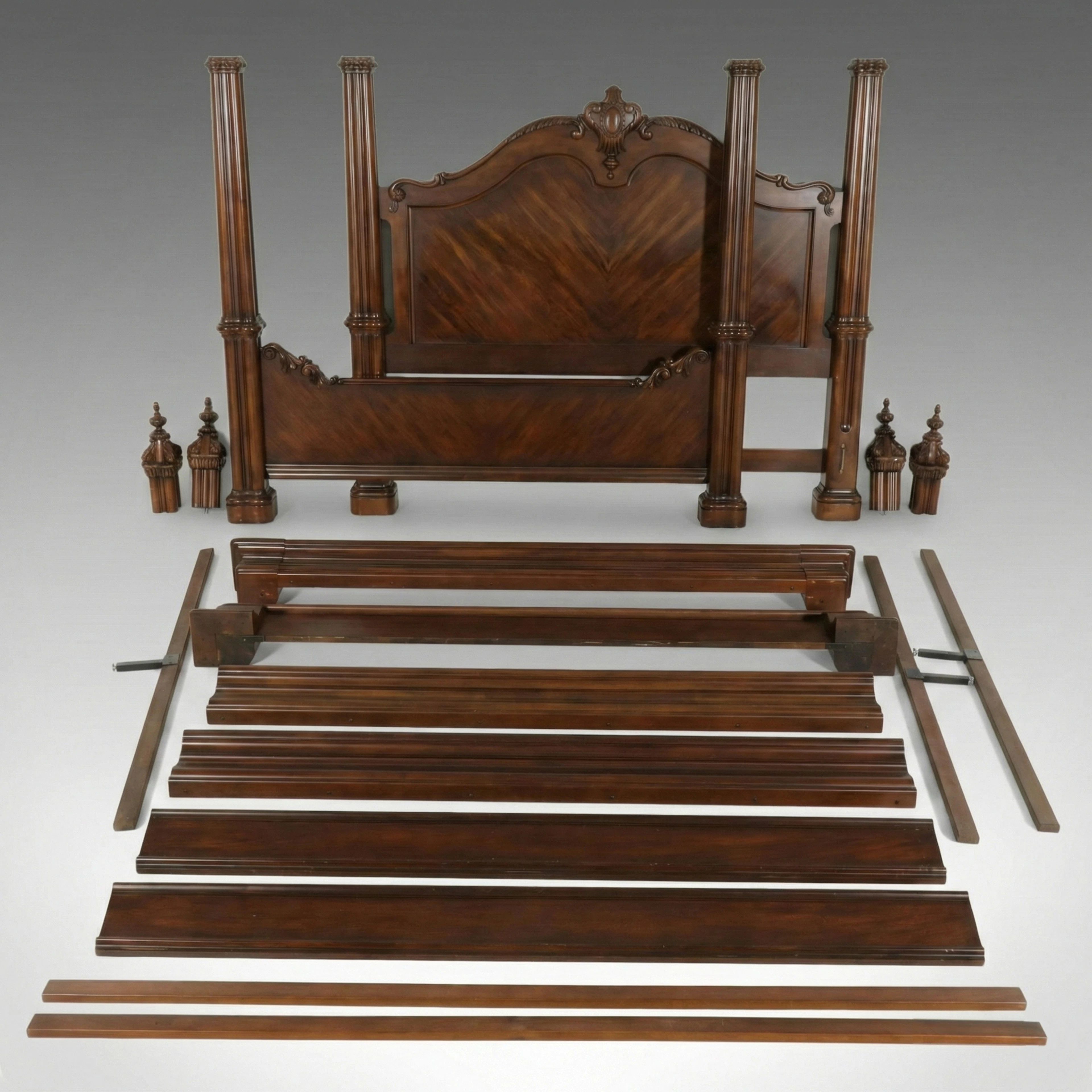 Bernhardt Furniture Neoclassical Mahogany King Size Canopy Bed Frame