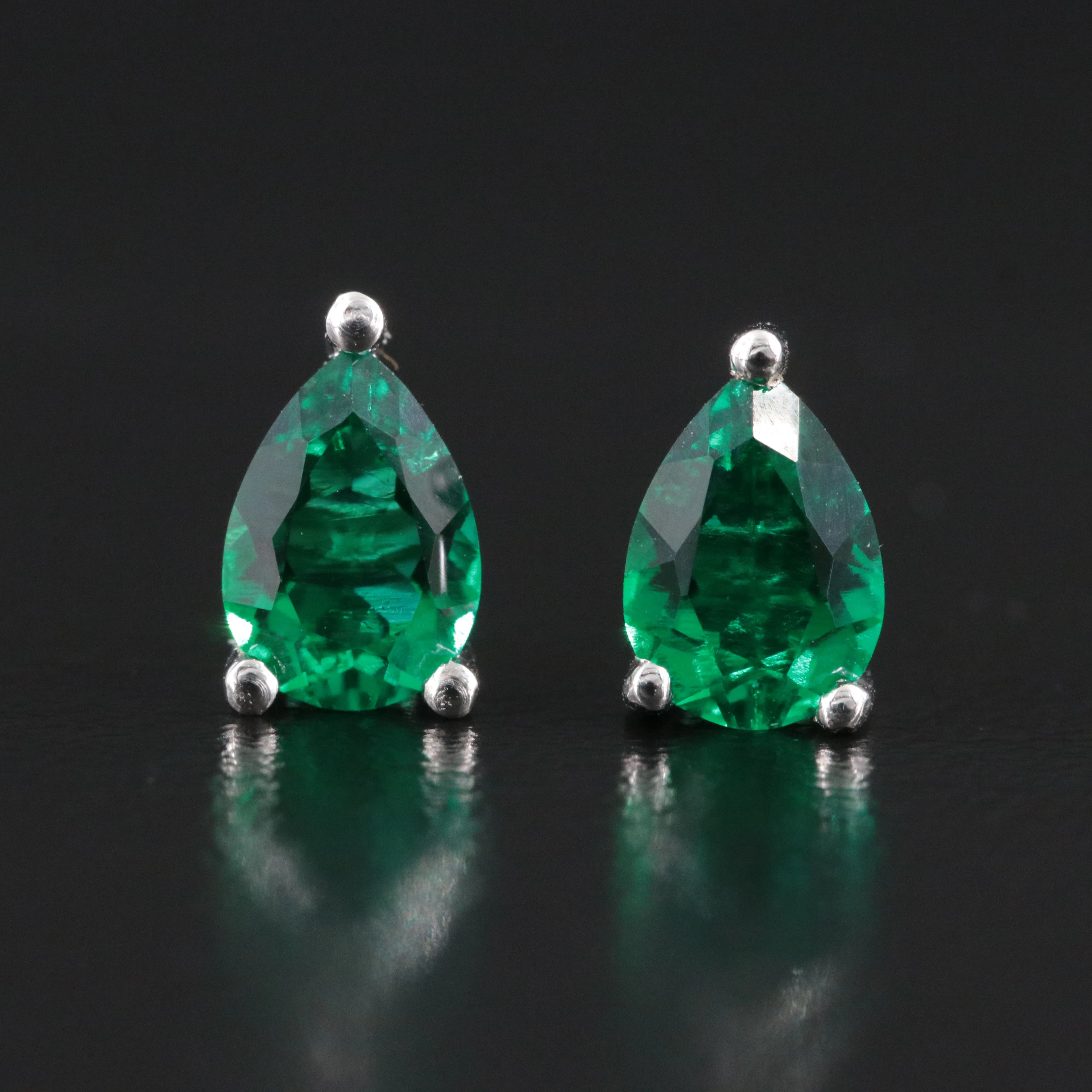 Sterling Emerald Stud Earrings