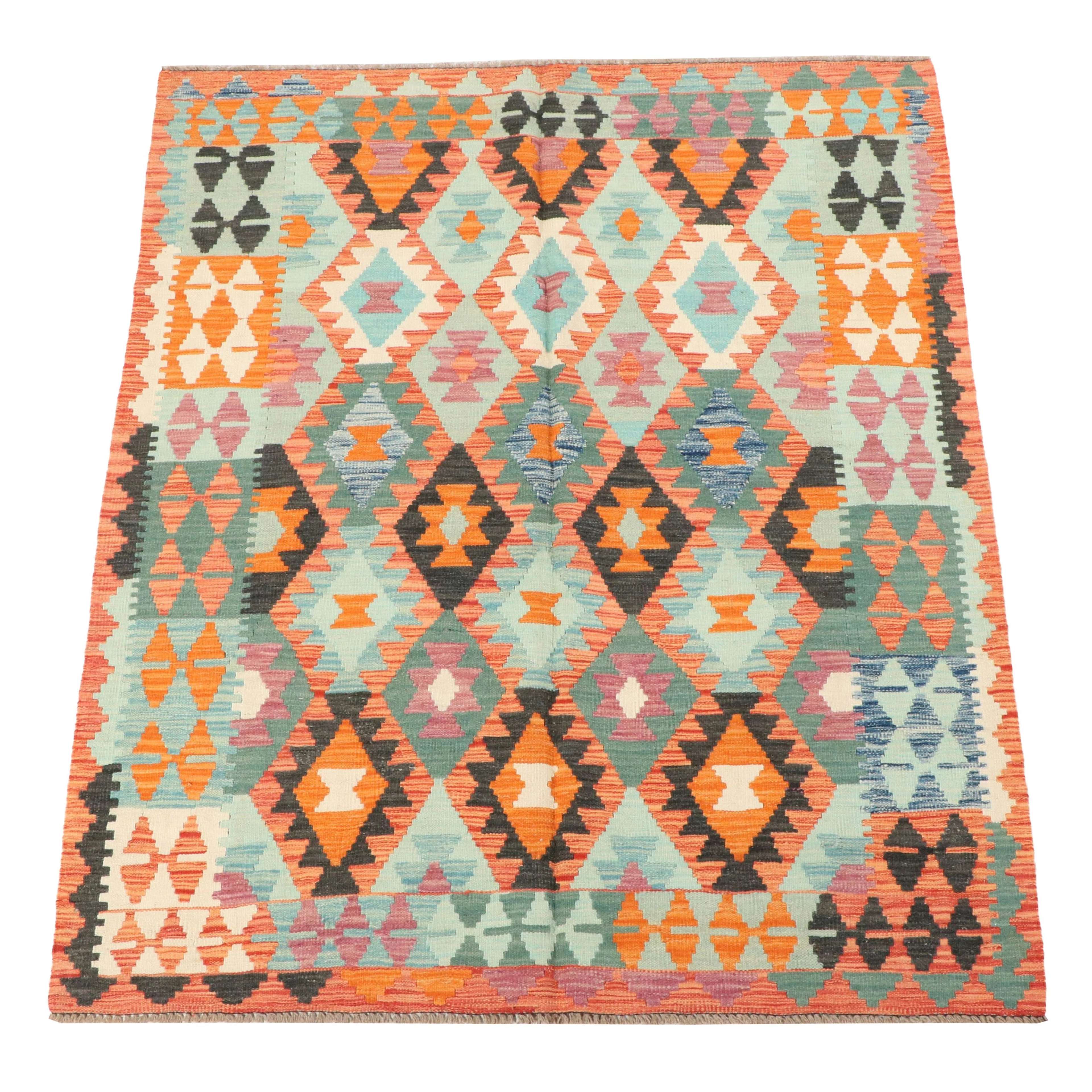 5'1 x 6'3 Handwoven Pakistani Kilim Area Rug