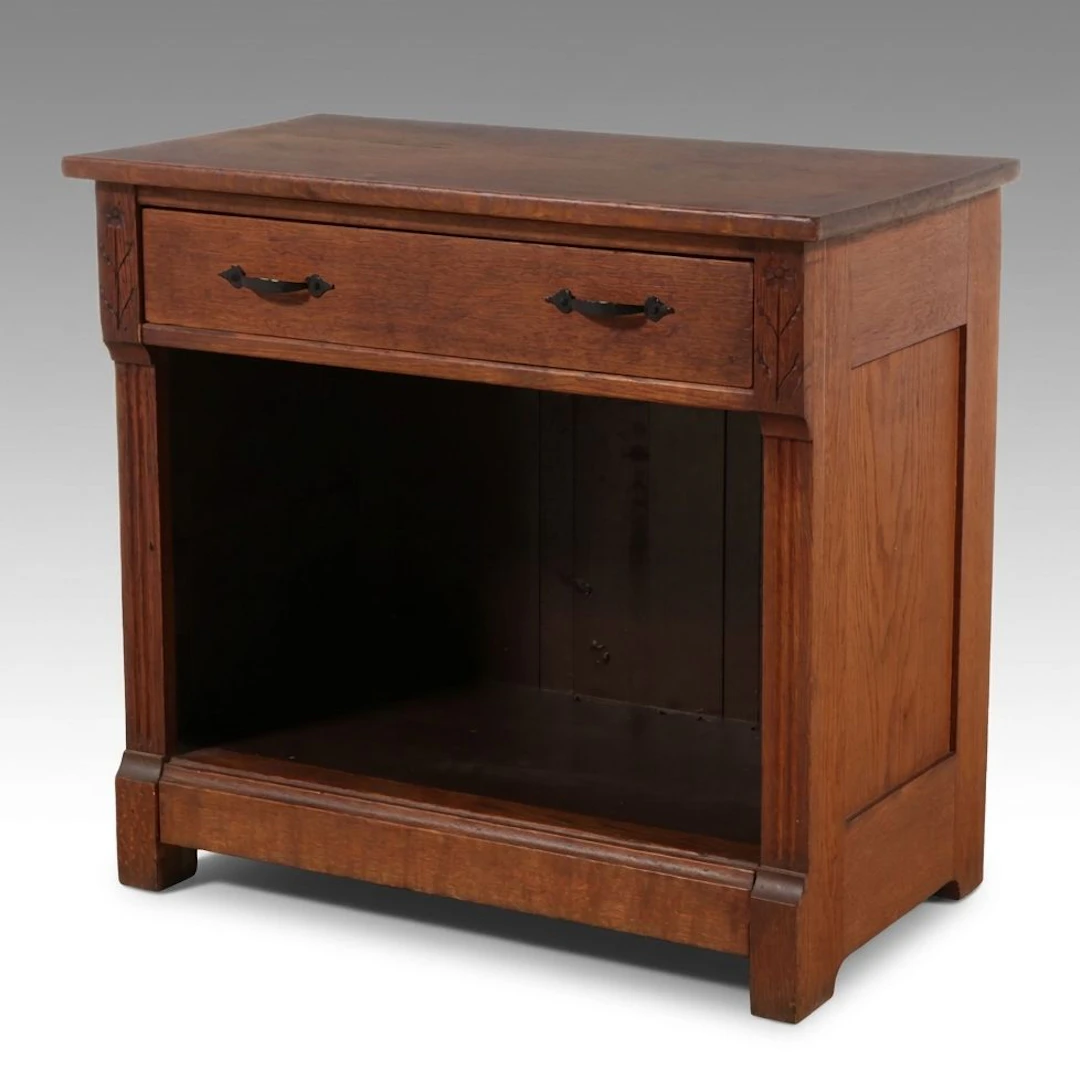Industrial Modern Style Wooden Nightstand Accent Cabinet, 20th Century