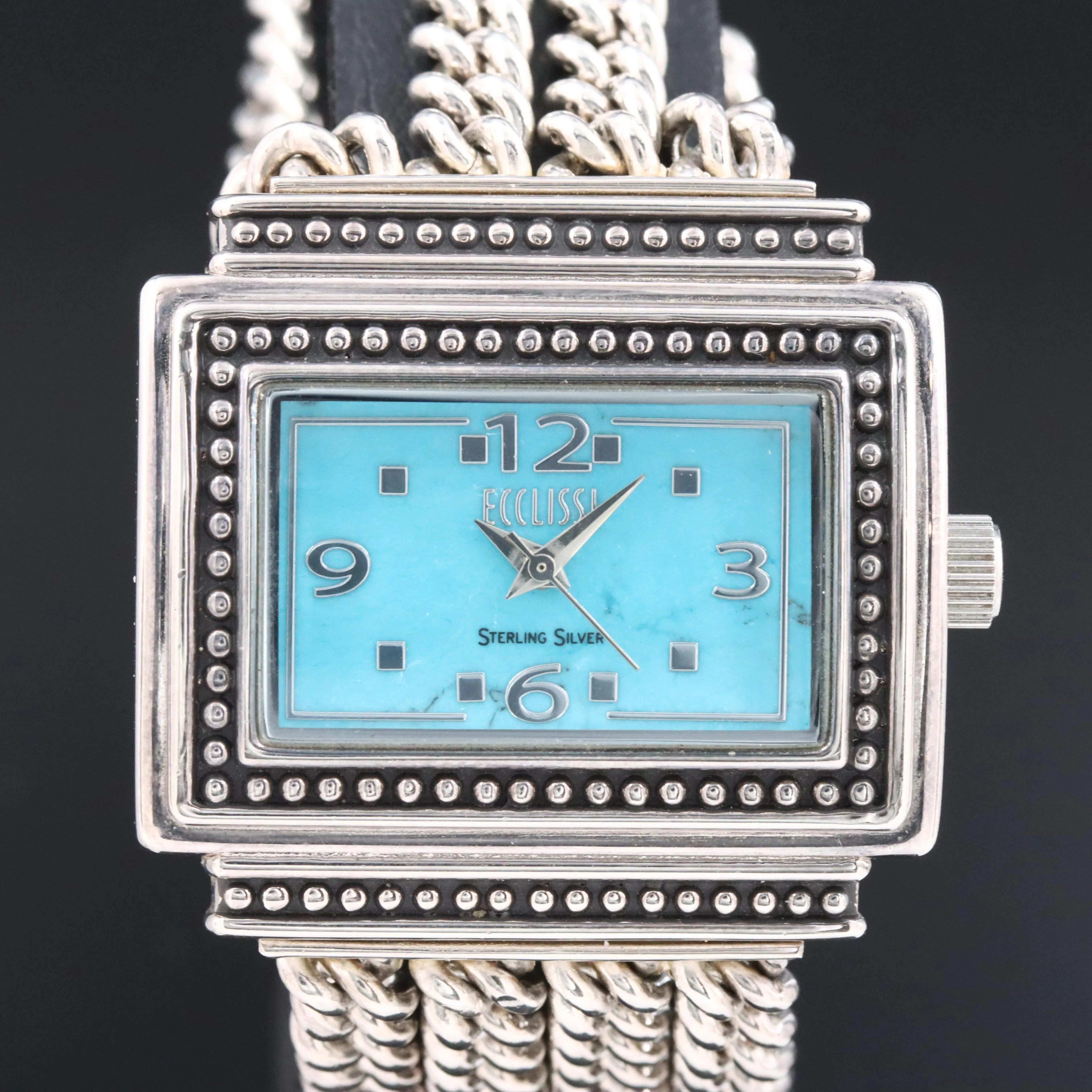 Ecclissi Sterling Silver Blue Dial Quartz Watch