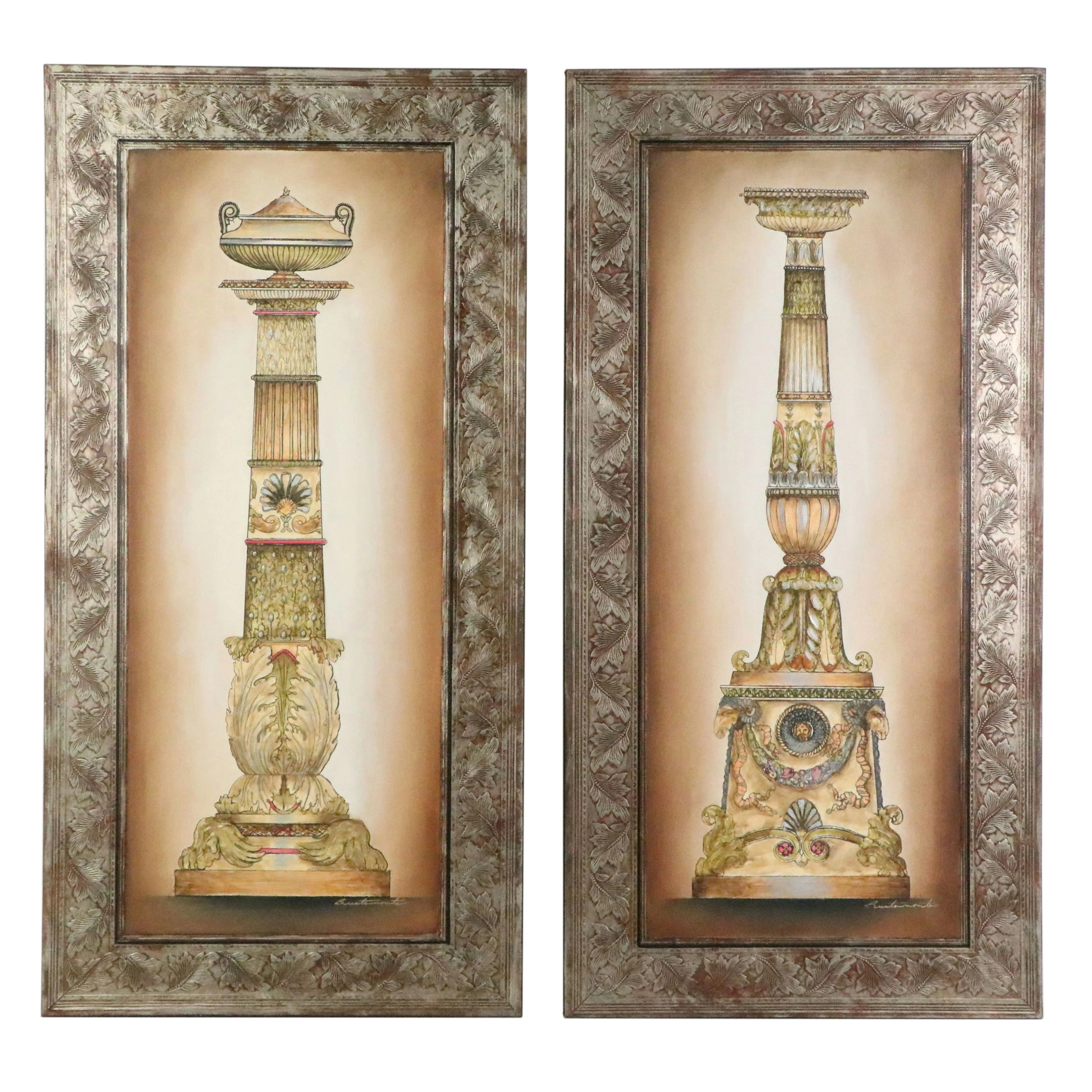 Neoclassical Style Embellished Giclées "Candelabro Antico," Late 20th Century