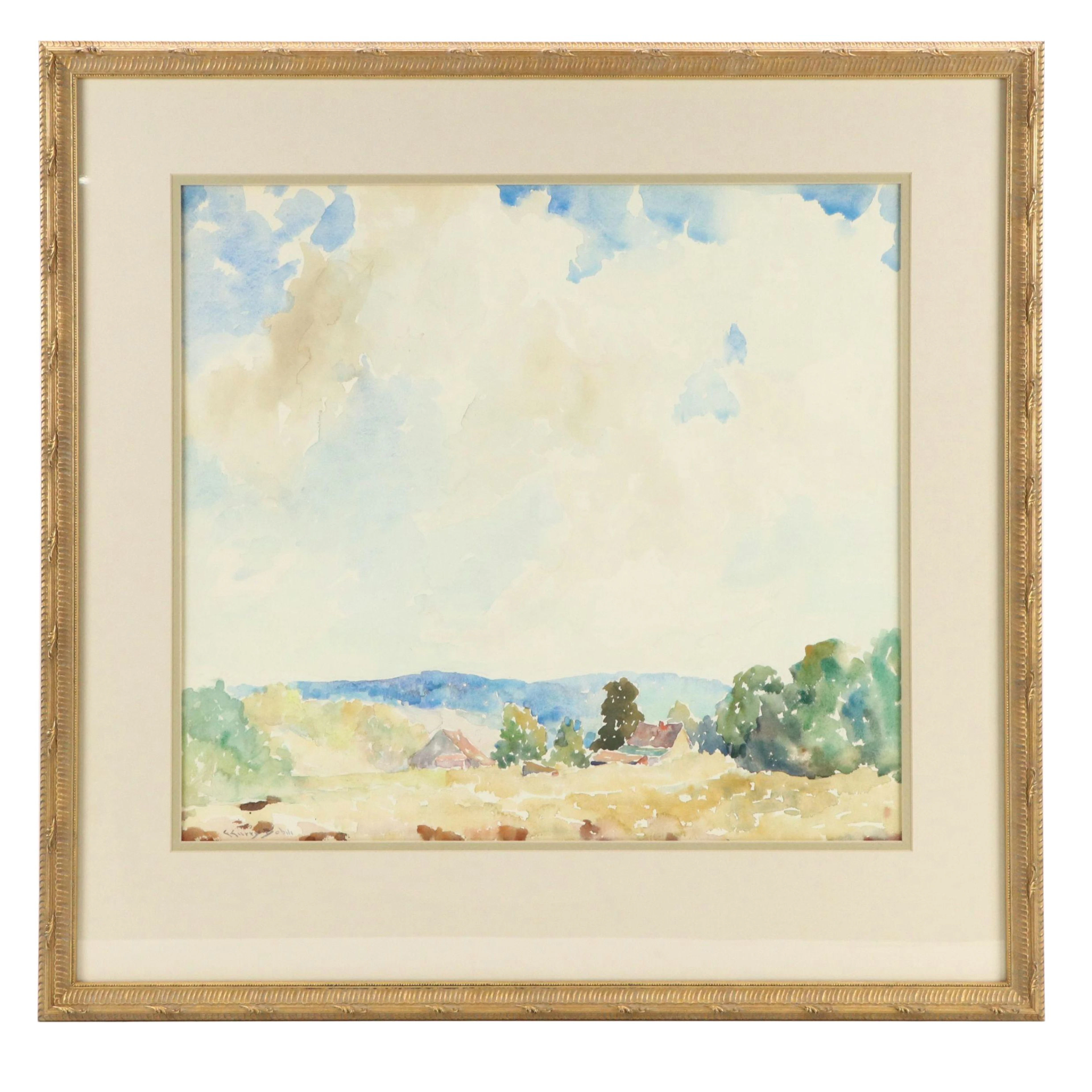 Claude Curry Bohm Landscape Watercolor Painting
