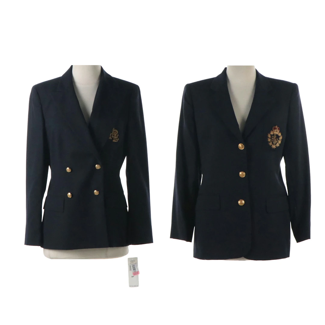 Lauren Ralph Lauren Petite Navy Wool Double-Breasted and Single-Breasted