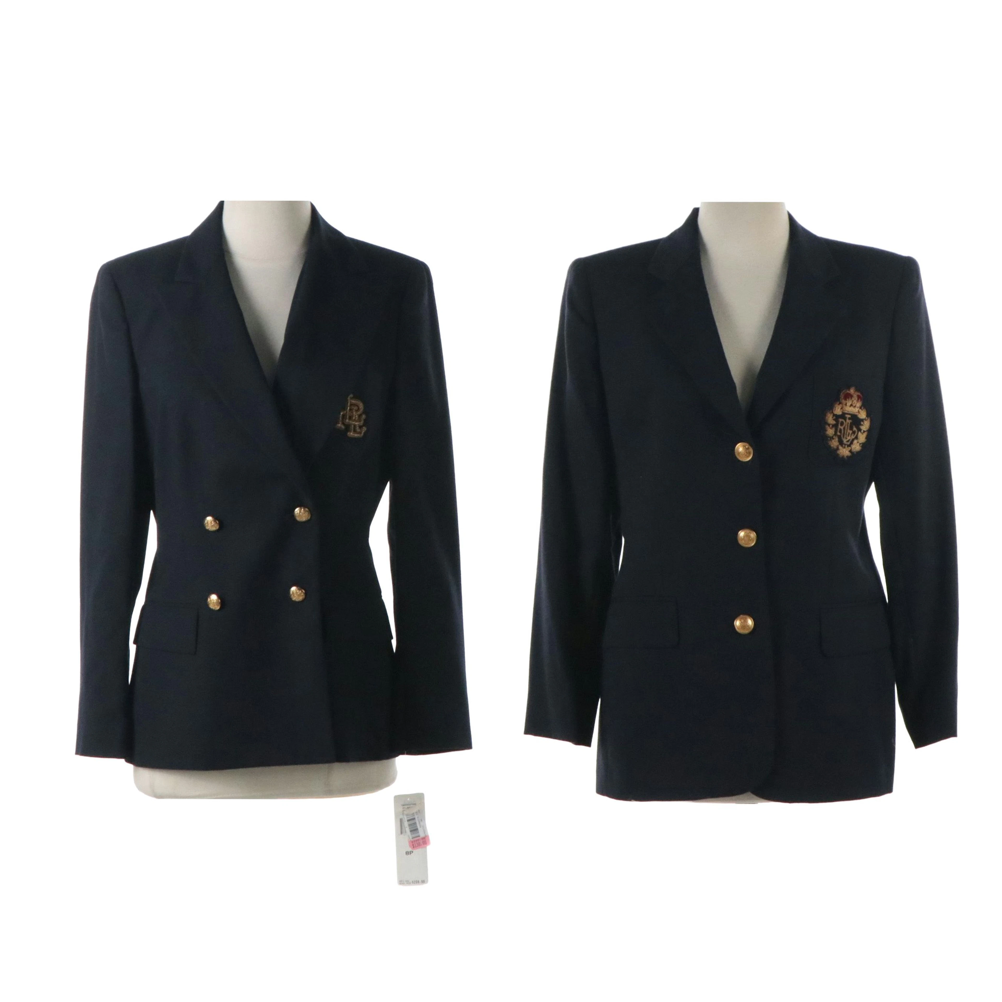 Lauren Ralph Lauren Petite Navy Wool Double-Breasted and Single-Breasted