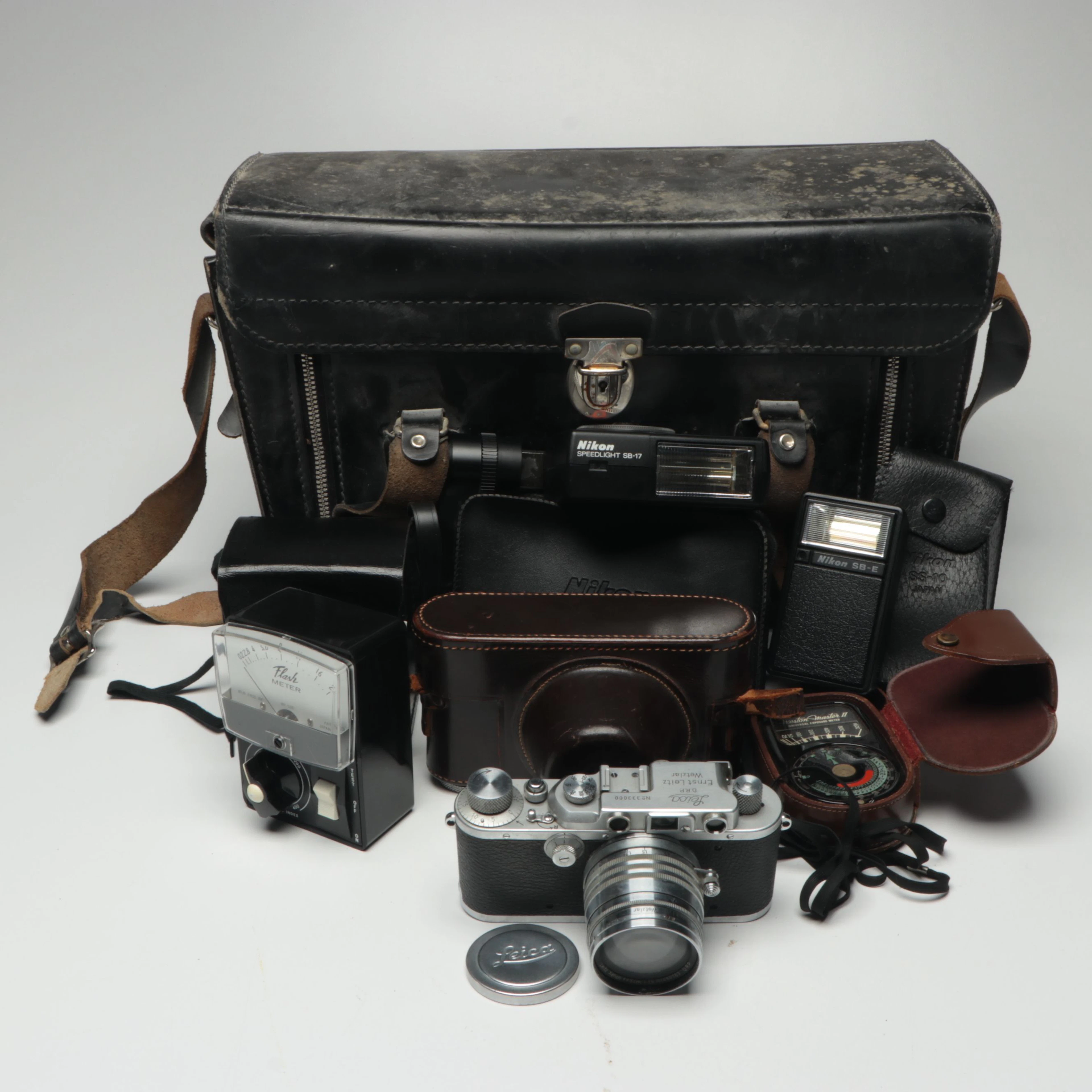 Ernst Leitz Wetzlar "Leica" Camera with Weston Exposure Meter & Other Equipment