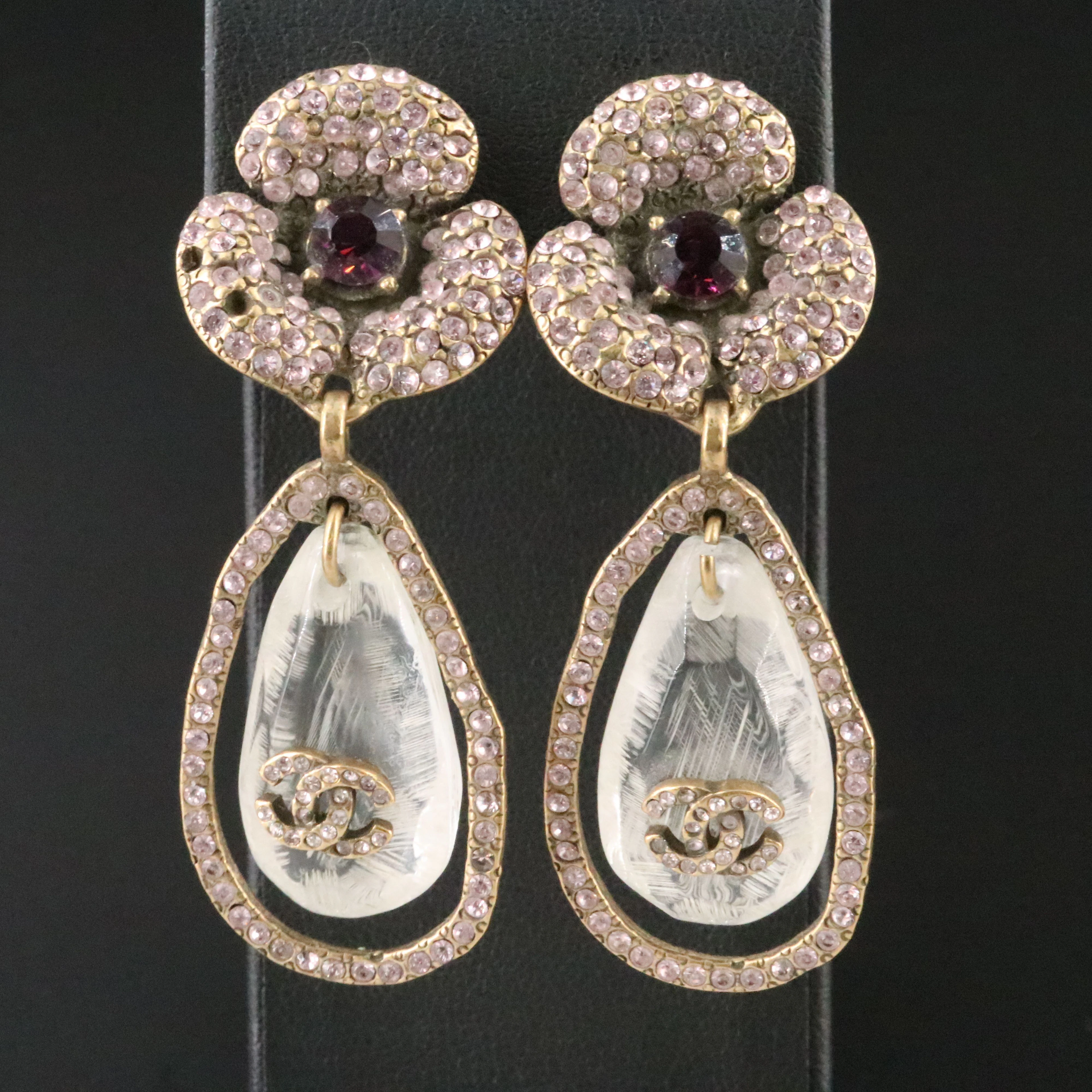 Chanel CC Crystal Drop Clip Earrings, Autumn 2004