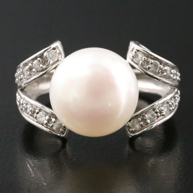 Sterling Pearl and Glass Ring