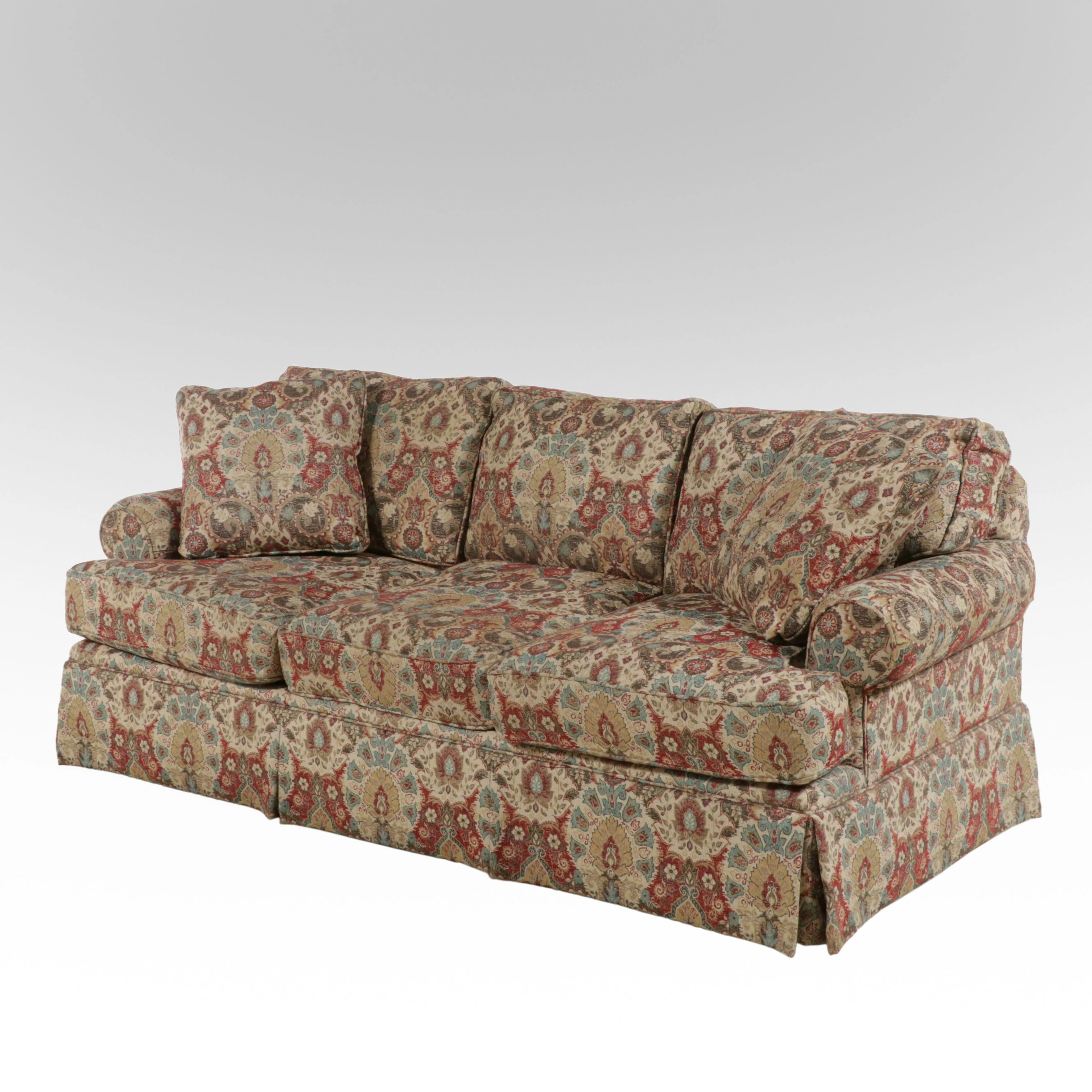 Craftmaster Furniture Tapestry Patterned Rolled Arm Sofa, 21st Century