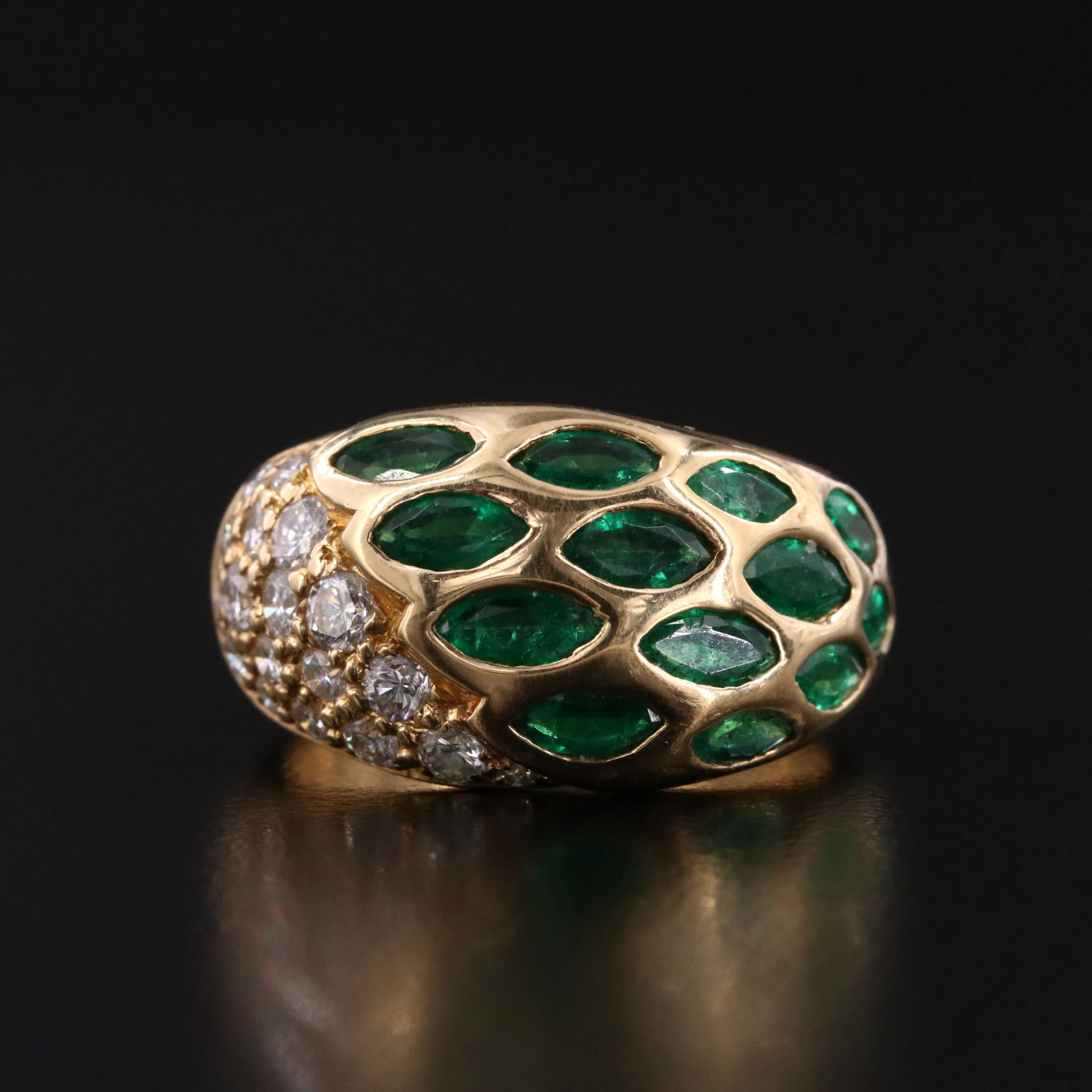 18K Diamond and Emerald Ring