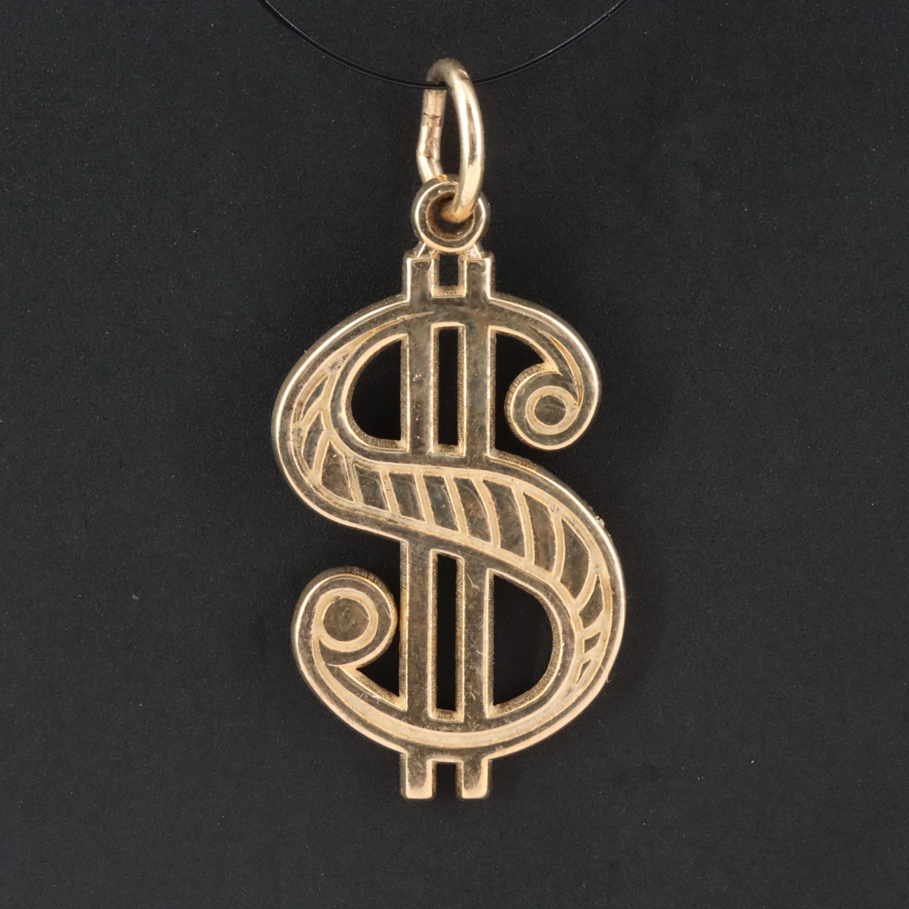 10K Dollar Sign Charm Pendant