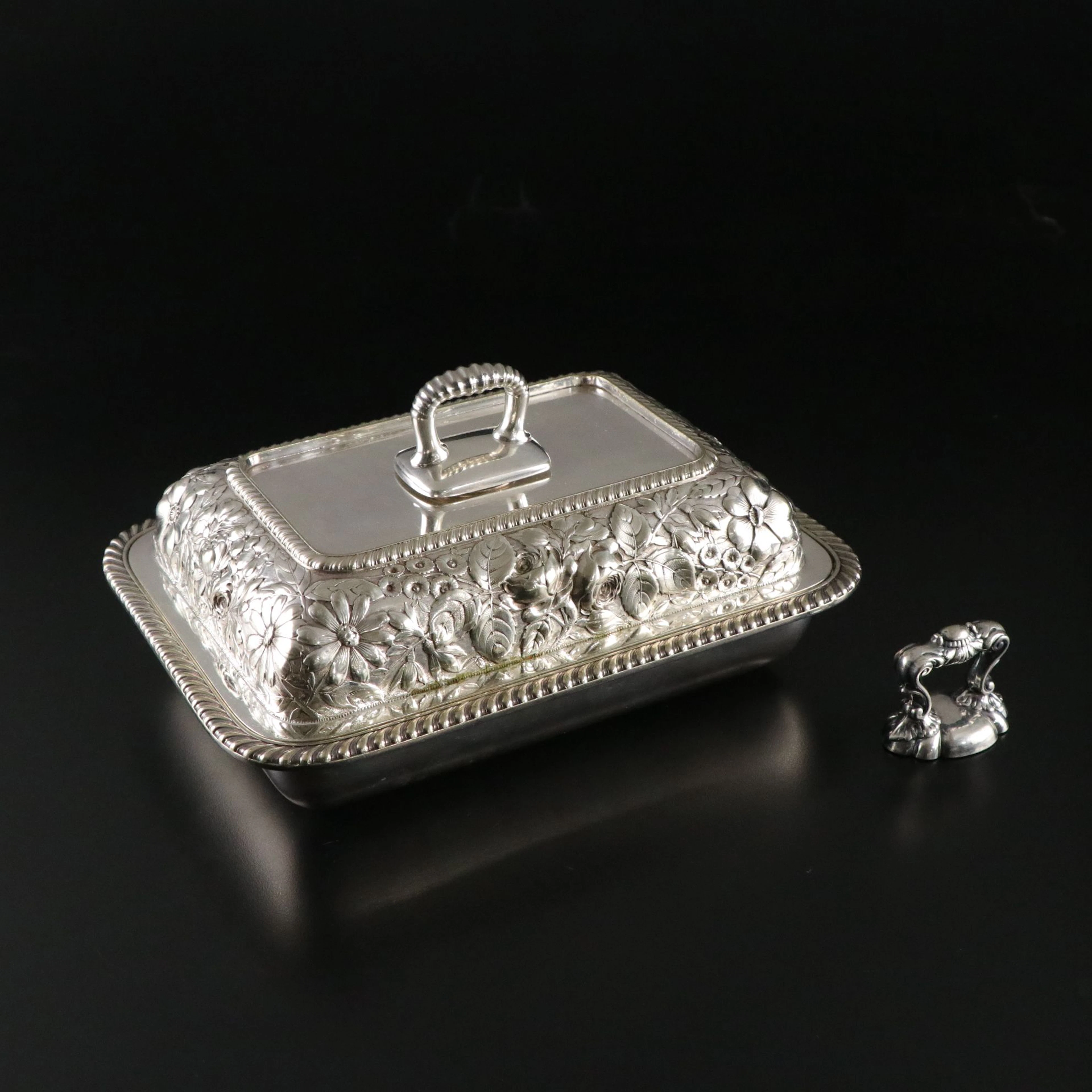 Gorham Repousse Floral Silver Plate Covered Serving Bowl