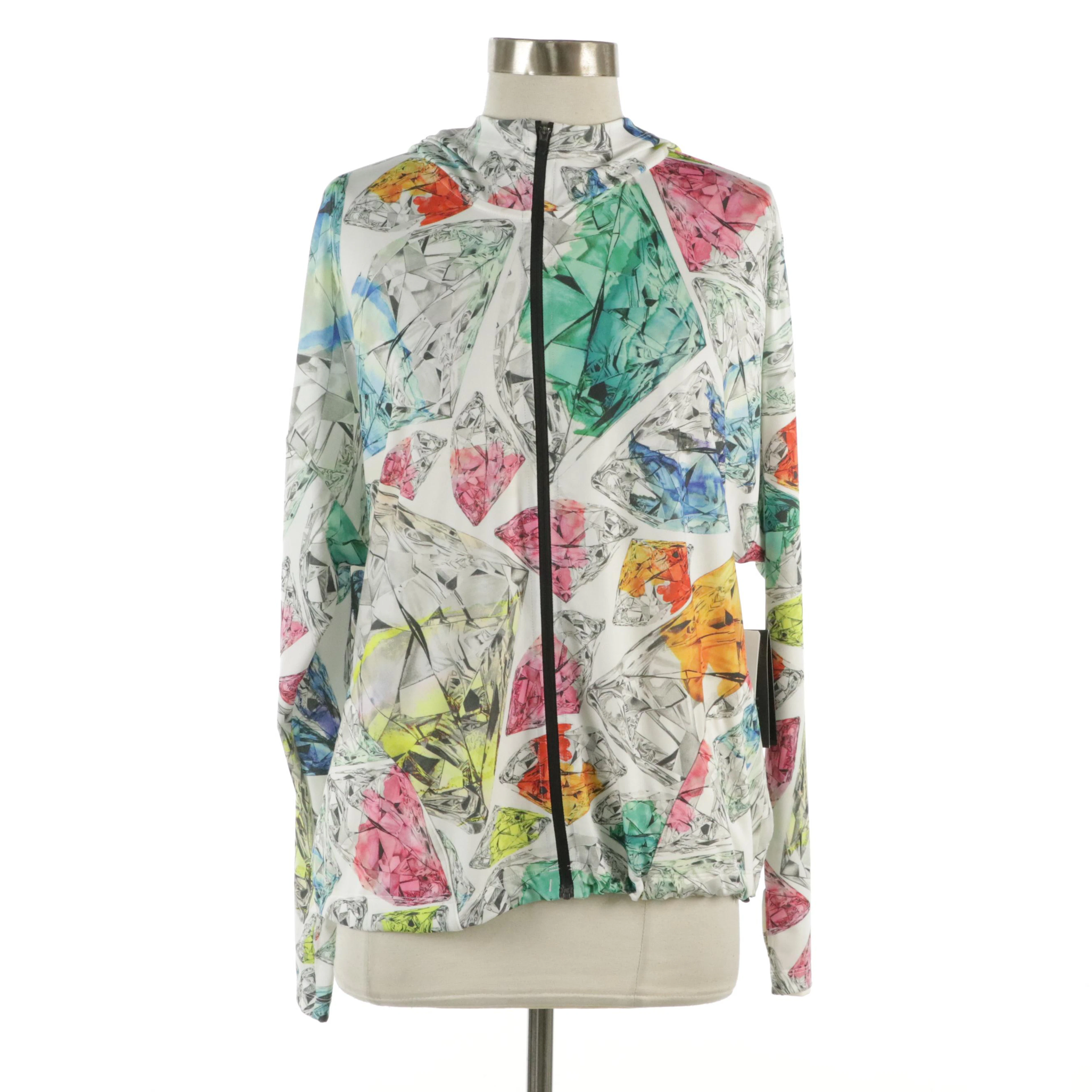 Nike Dri-Fit Hooded Lightweight Running Jacket in Diamond Print Spandex Blend