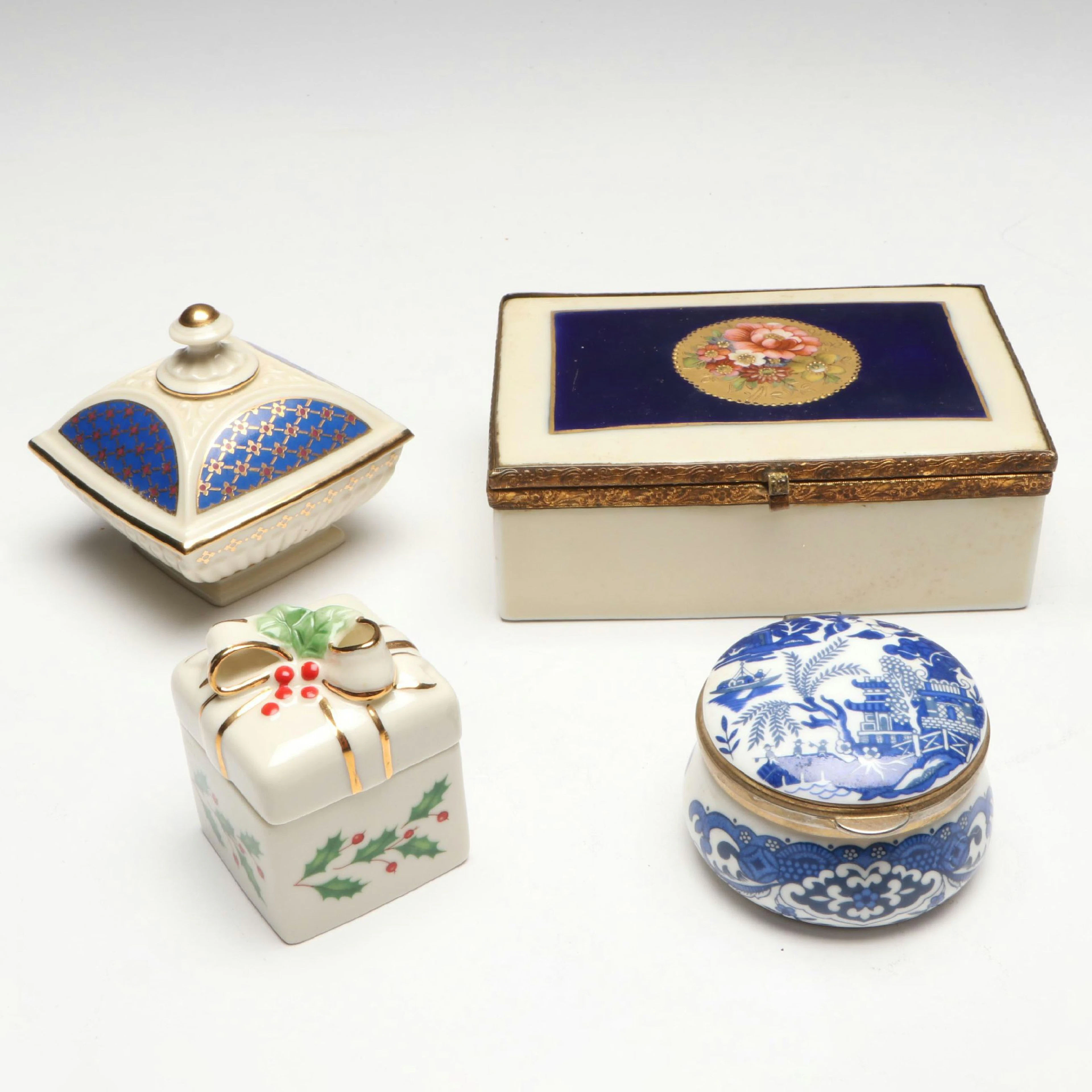 Czechoslovak, Staffordshire and Lenox Decorative Porcelain Boxes