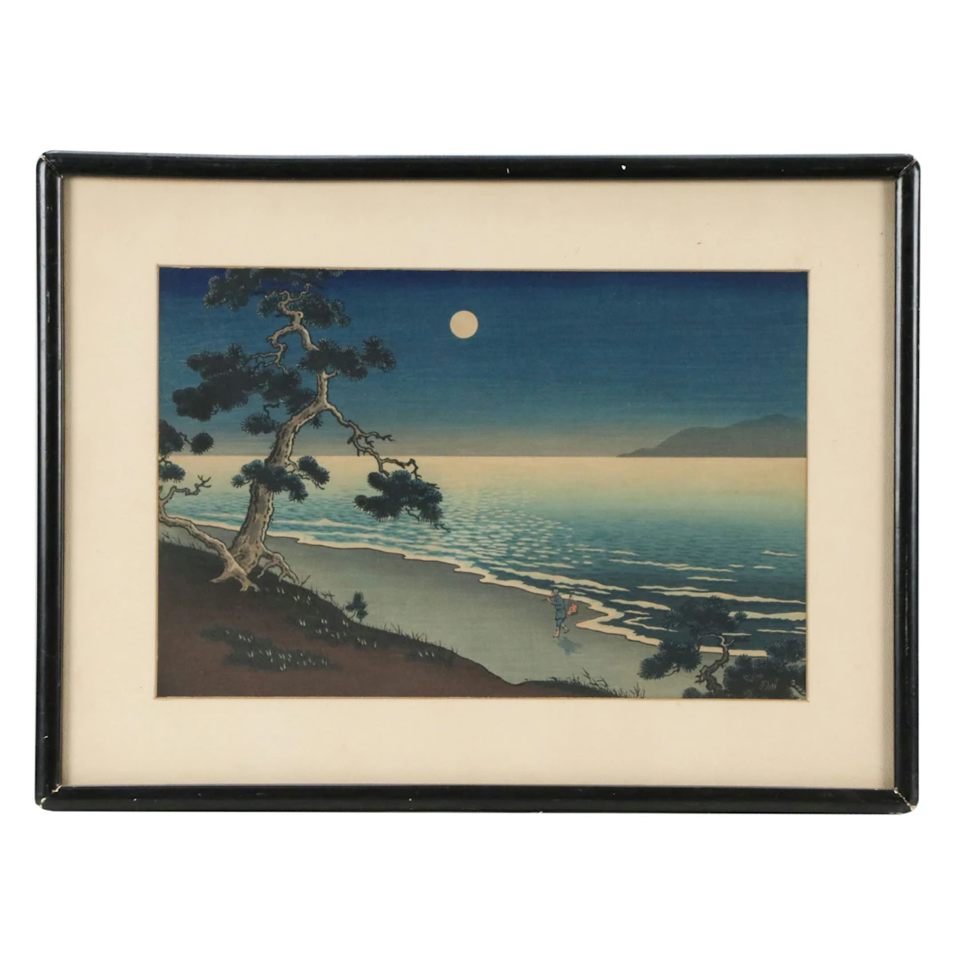 Woodblock After Tsuchiya Koitsu "Suma Beach," 20th Century