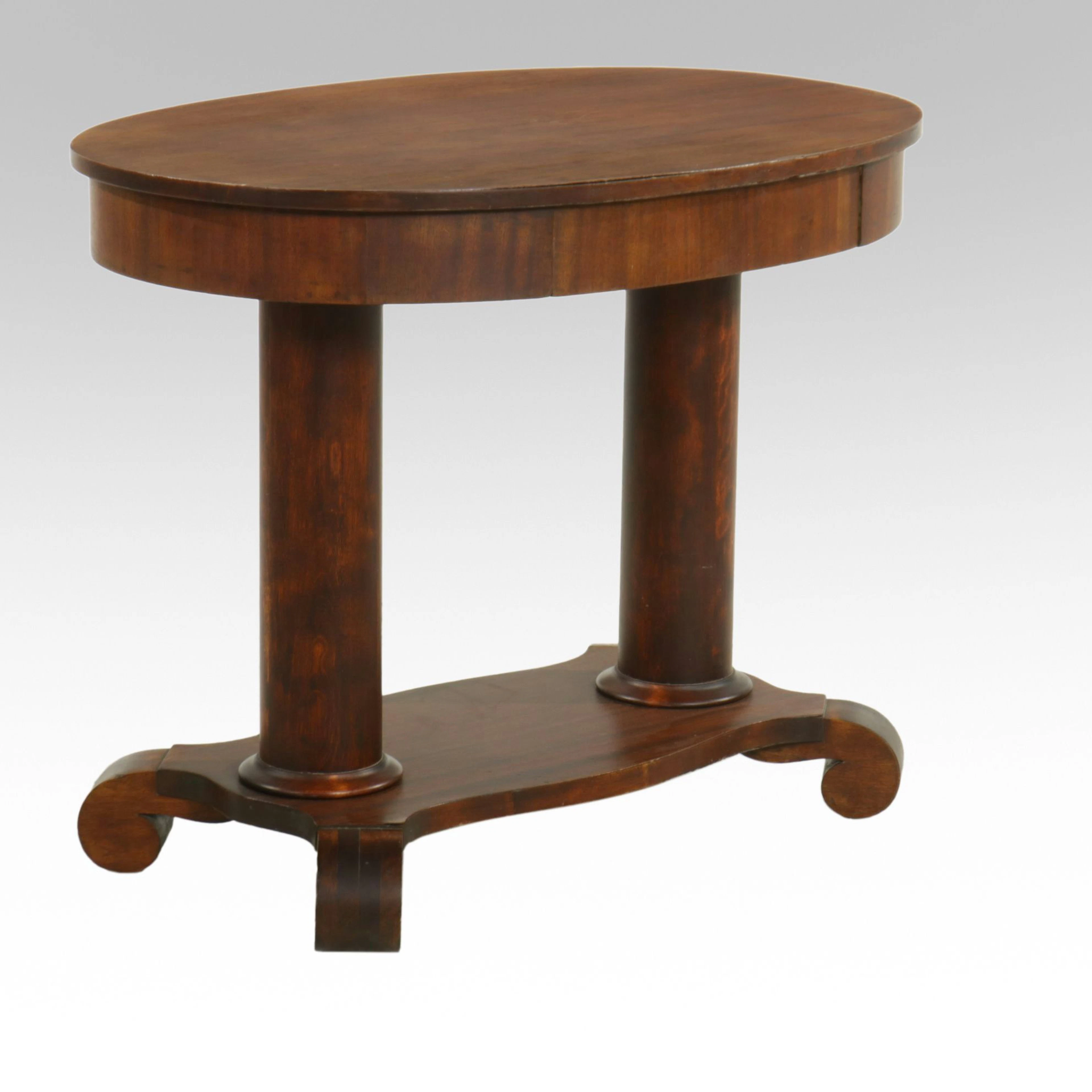 Empire Style Mahogany Oval Library Table