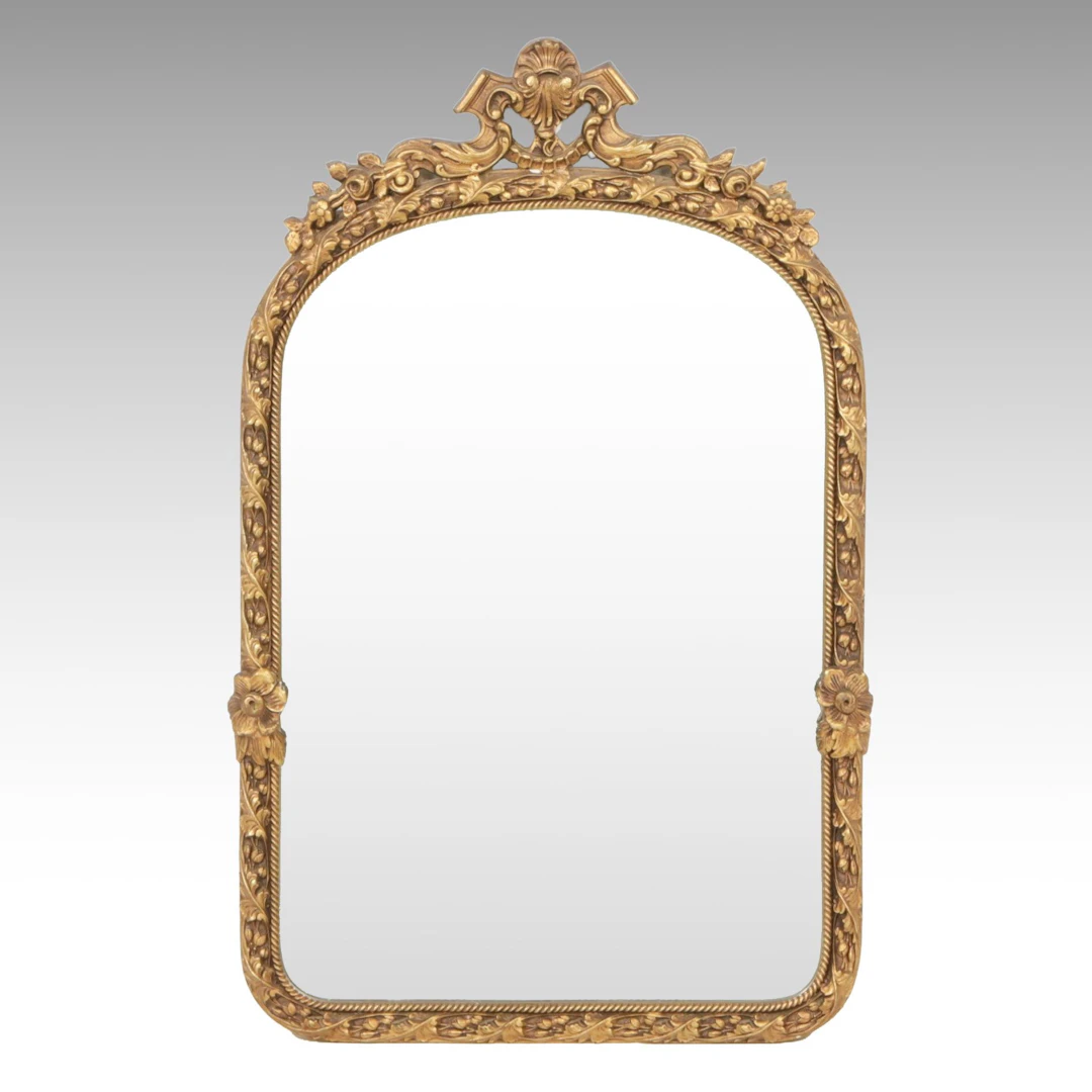 French Second Empire Style Gold Tone Wall Mirror, Early 20th Century