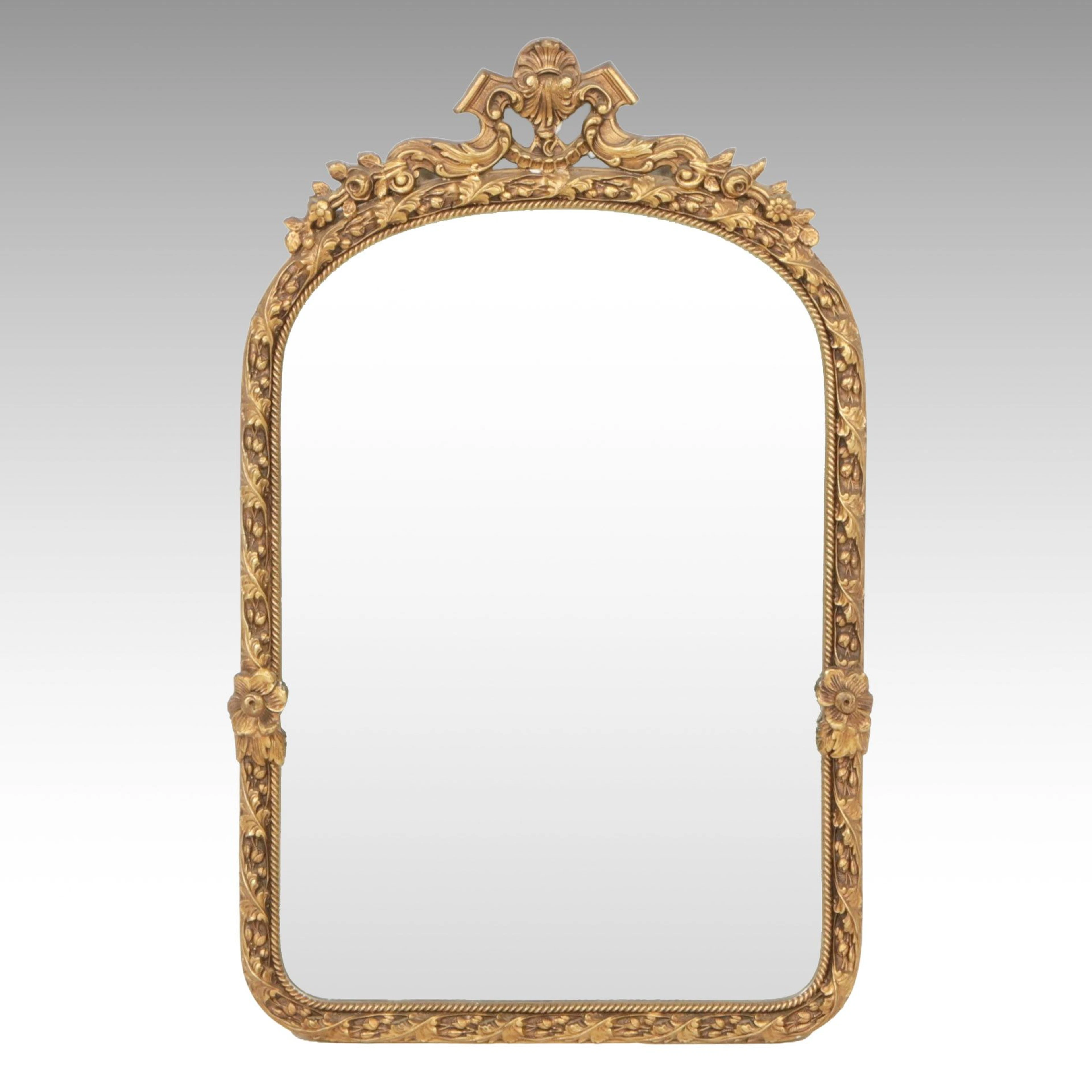 French Second Empire Style Gold Tone Wall Mirror, Early 20th Century