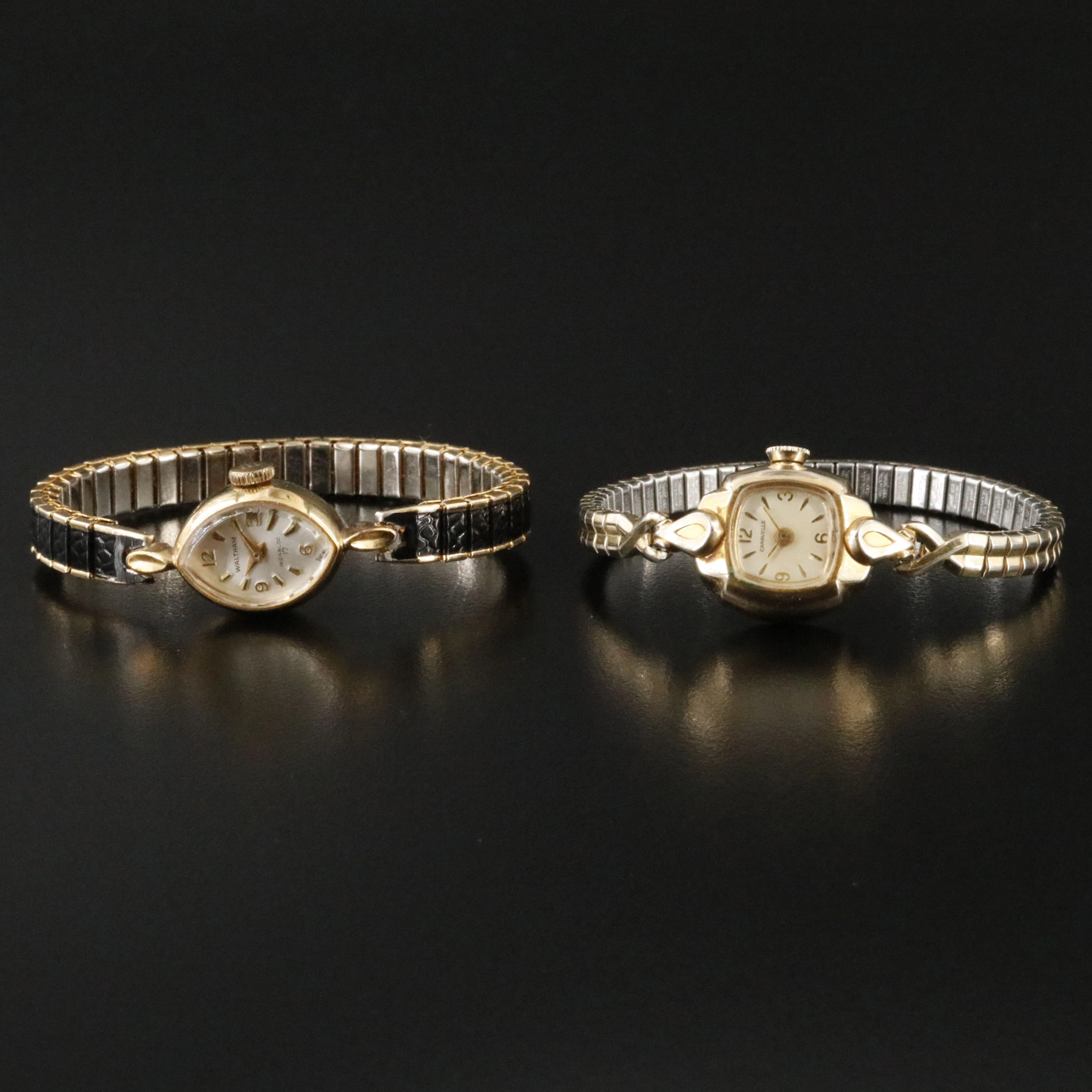Waltham and Caravelle Gold-Tone Stem Wind Dress Watches