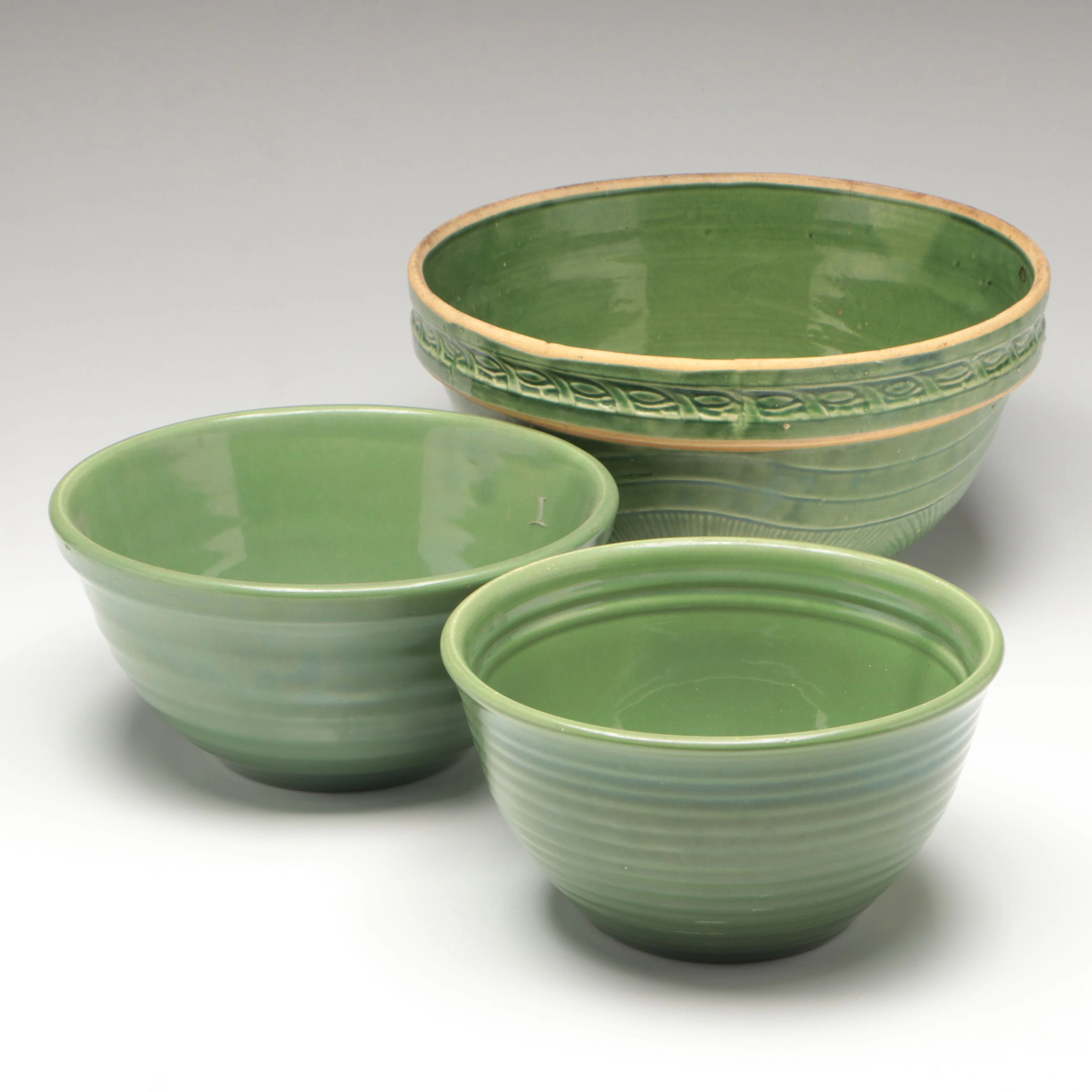 McCoy Pottery, Bauer with Other Green Ceramic Mixing Bowls, Early