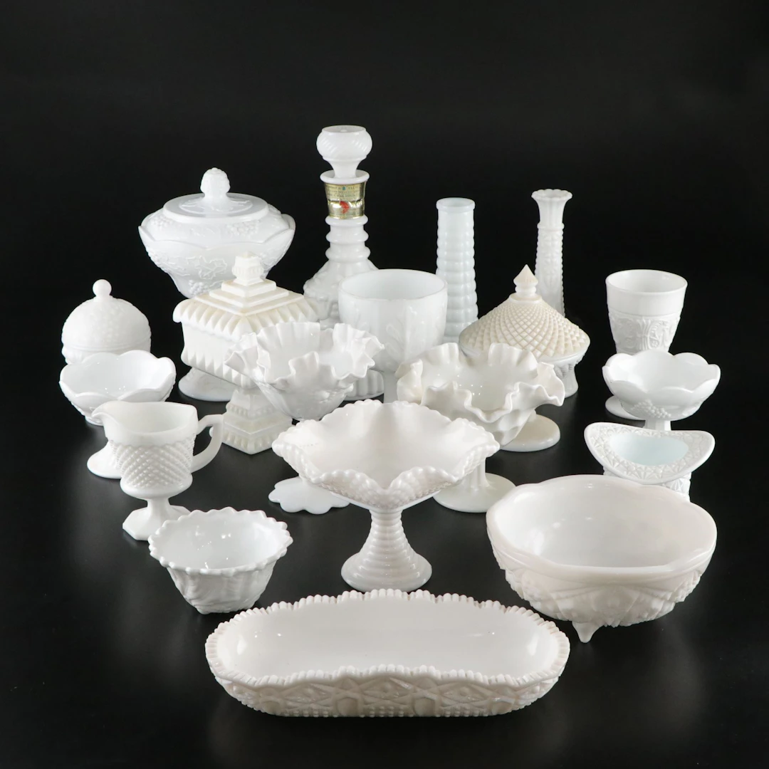 Indiana Glass, Westmoreland, Jim Beam, & Other Candy Dishes, Decanter, & More