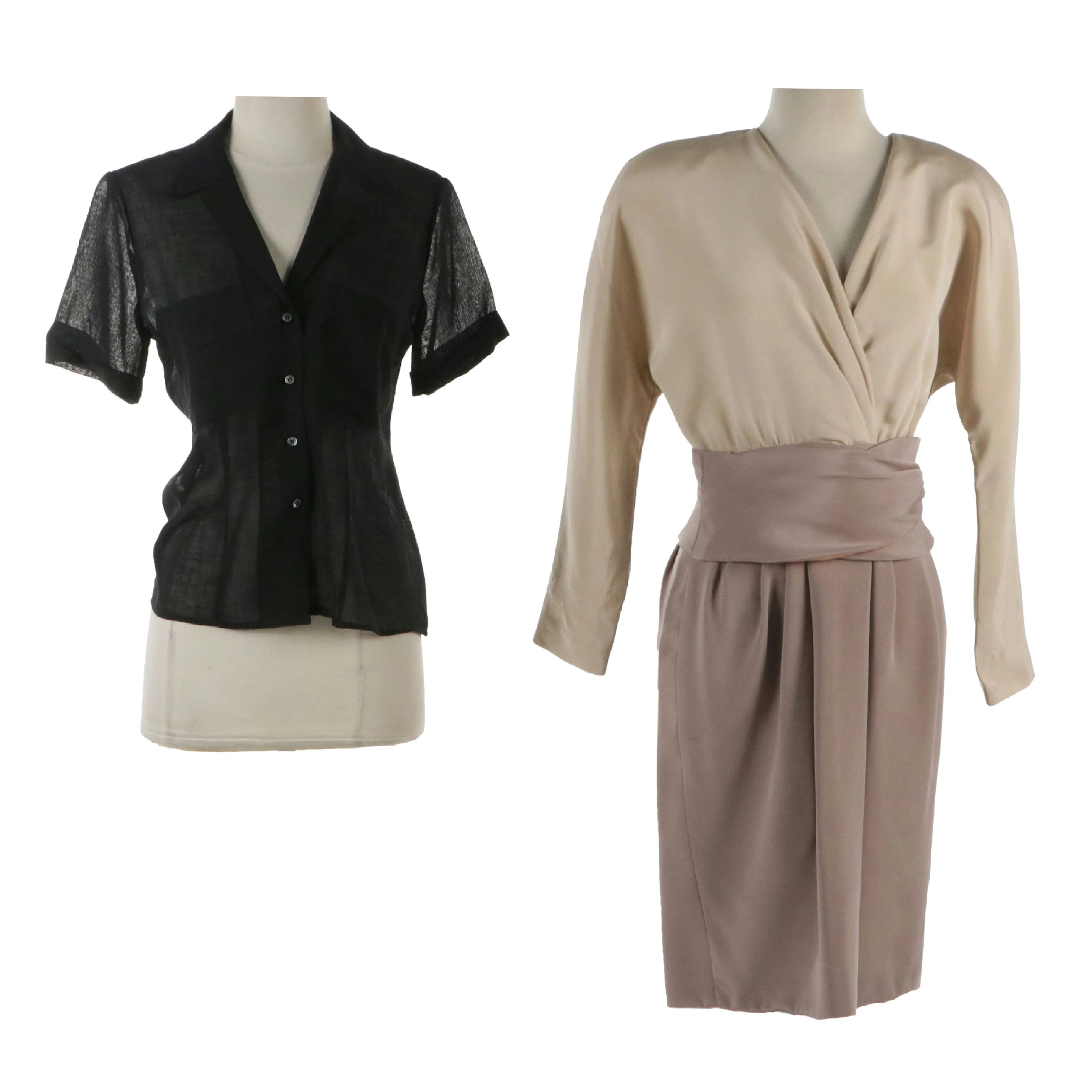 Christian Dior Bicolor Dress and Black Short Sleeve Button-Up Shirt