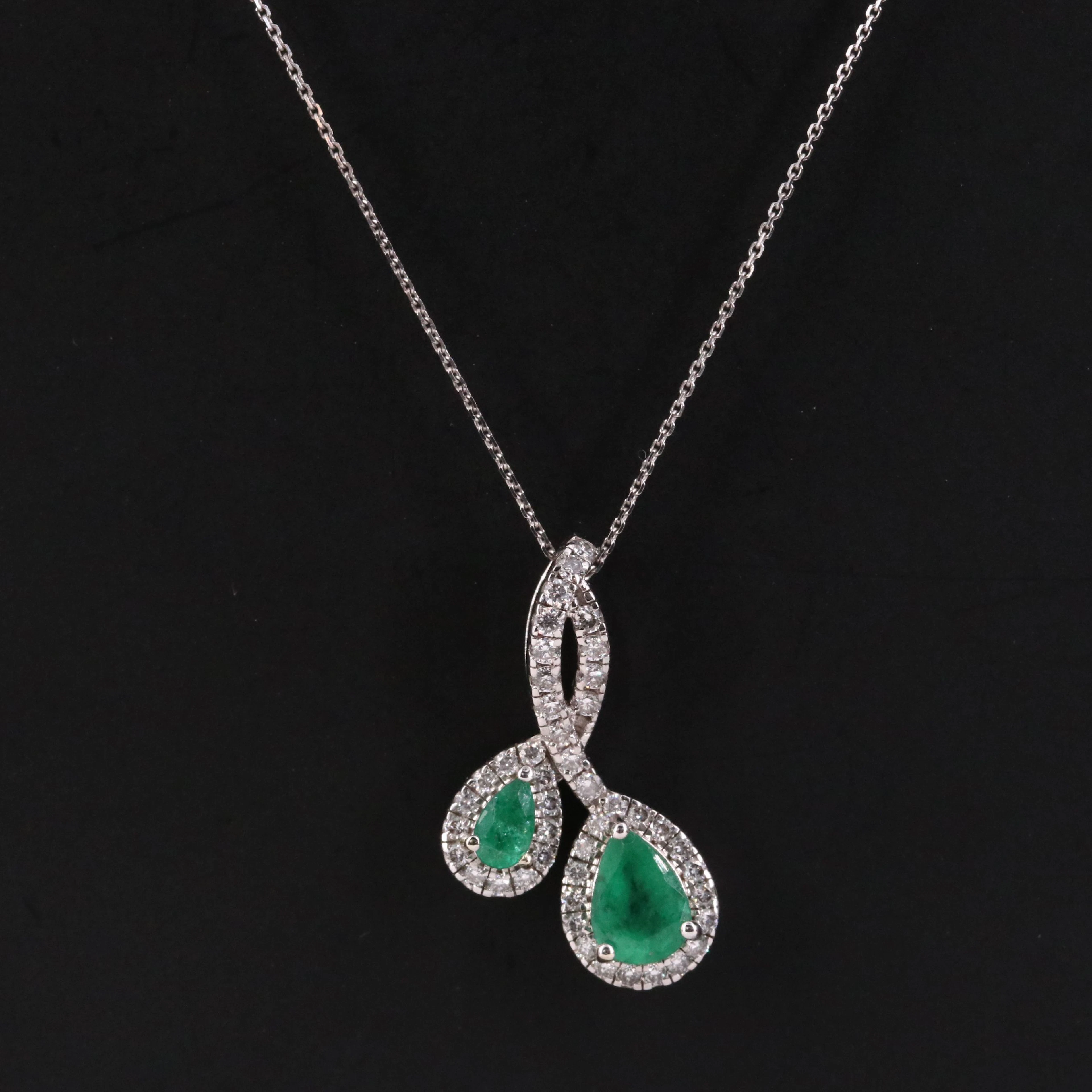 14K 0.79 CTW Emerald and Diamond Pendant Necklace with IGI Jewelry Report