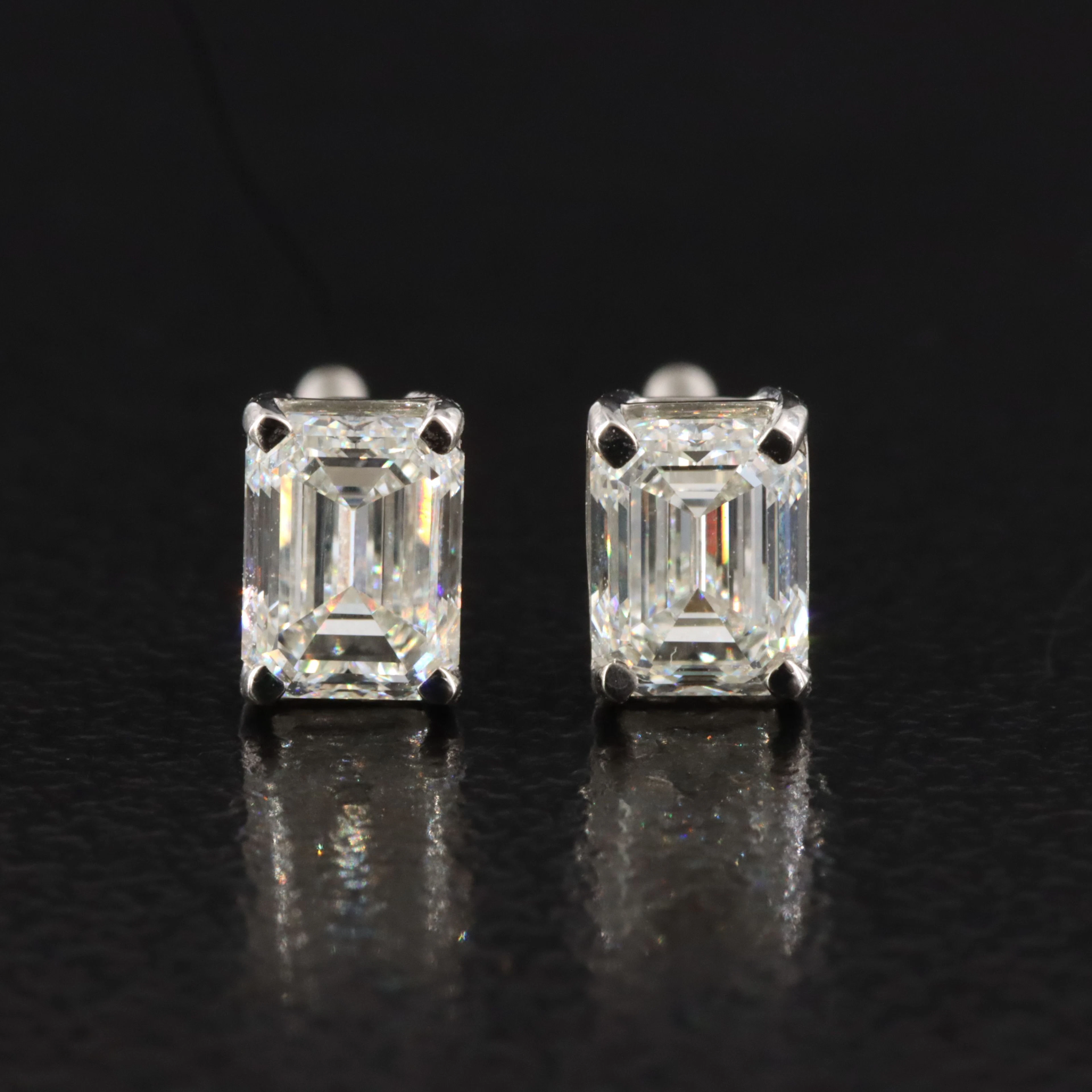 Platinum 1.00 CTW Flawless Diamond Solitaire Earrings with GIA Reports