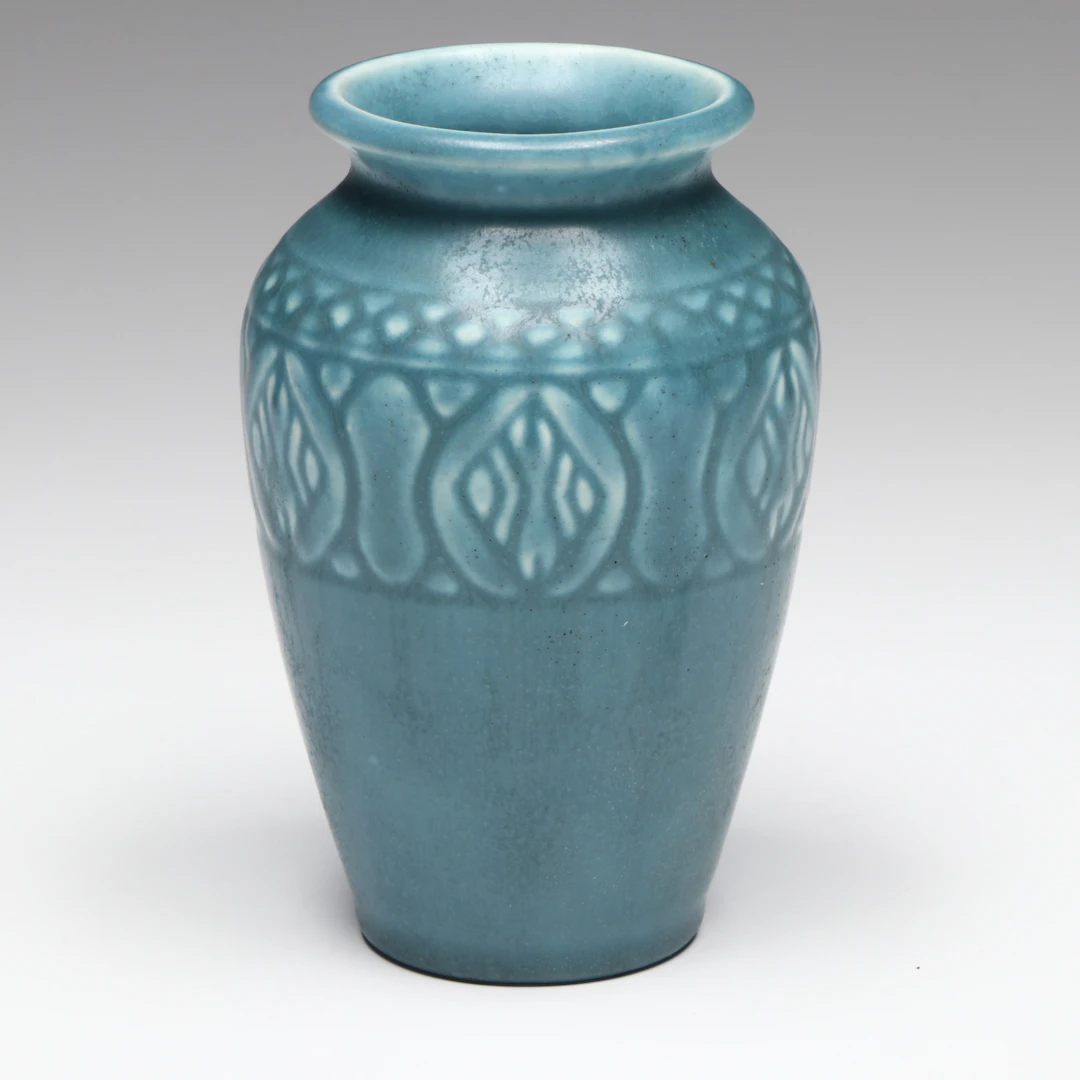 Rookwood Pottery Art Deco Matte Blue Vase, 1928