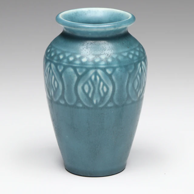 Rookwood Pottery Art Deco Matte Blue Vase, 1928