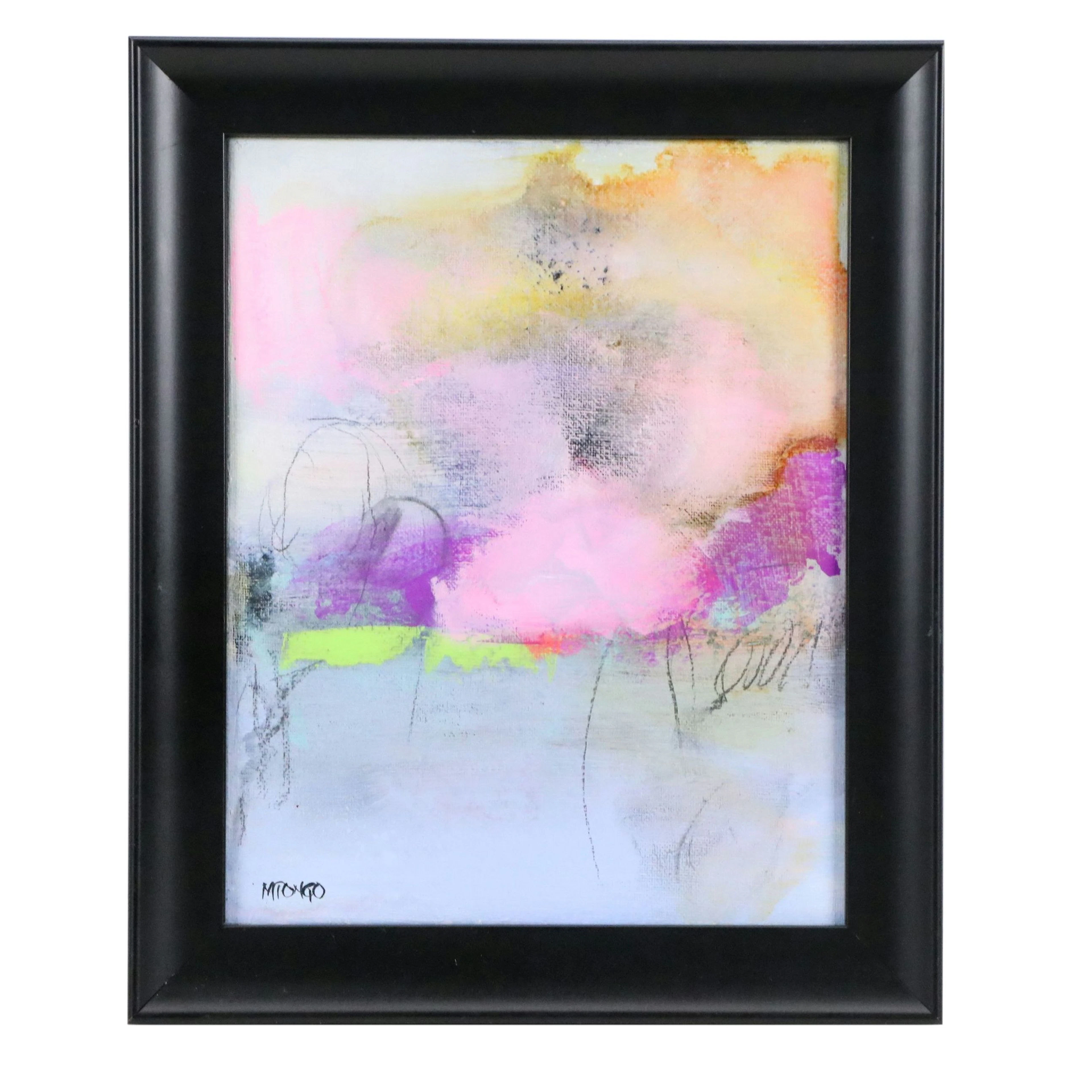 Milagros Pongo Abstract Mixed Media Painting "Whispers of Spring," 2026