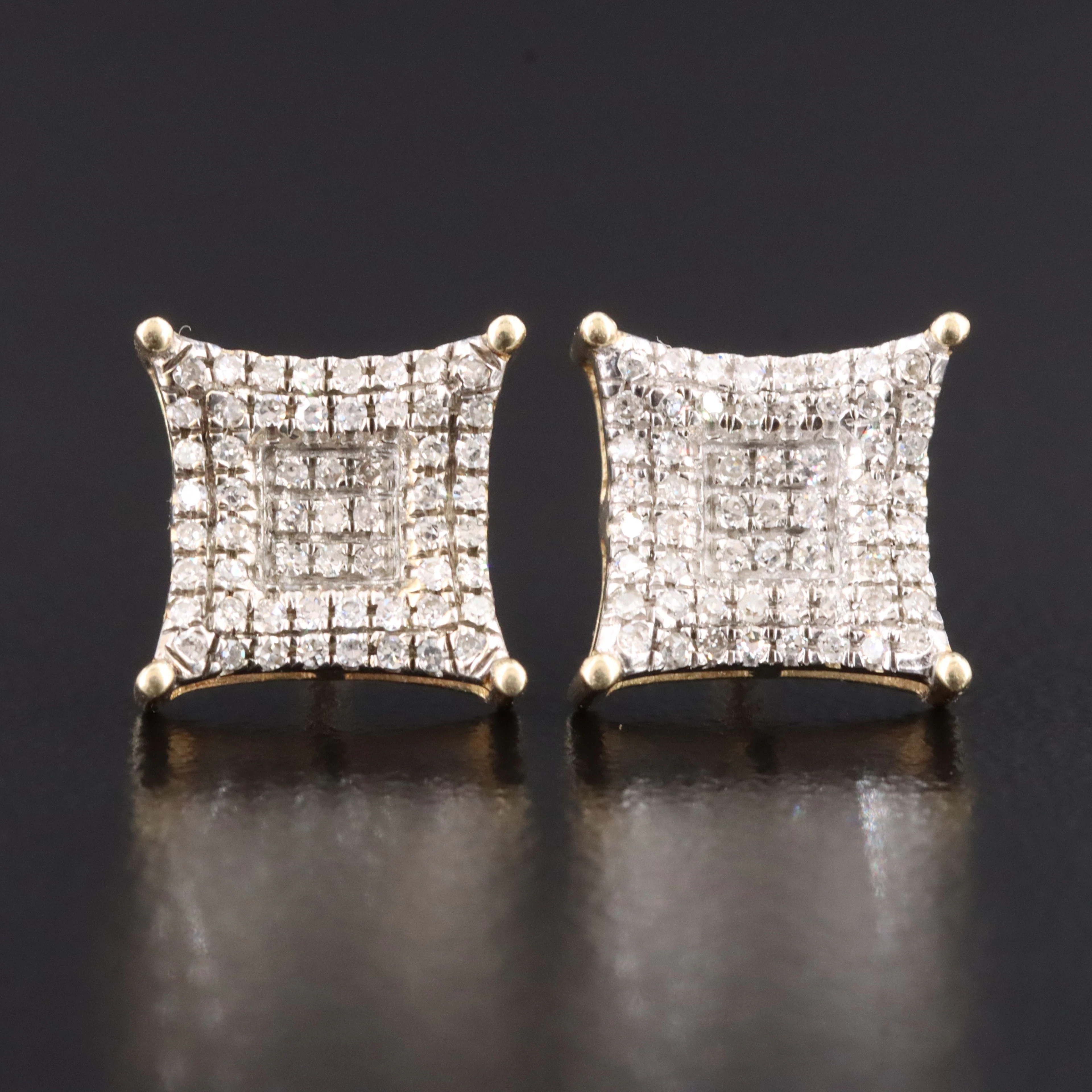 10K 0.34 CTW Diamond Square Concave Earrings