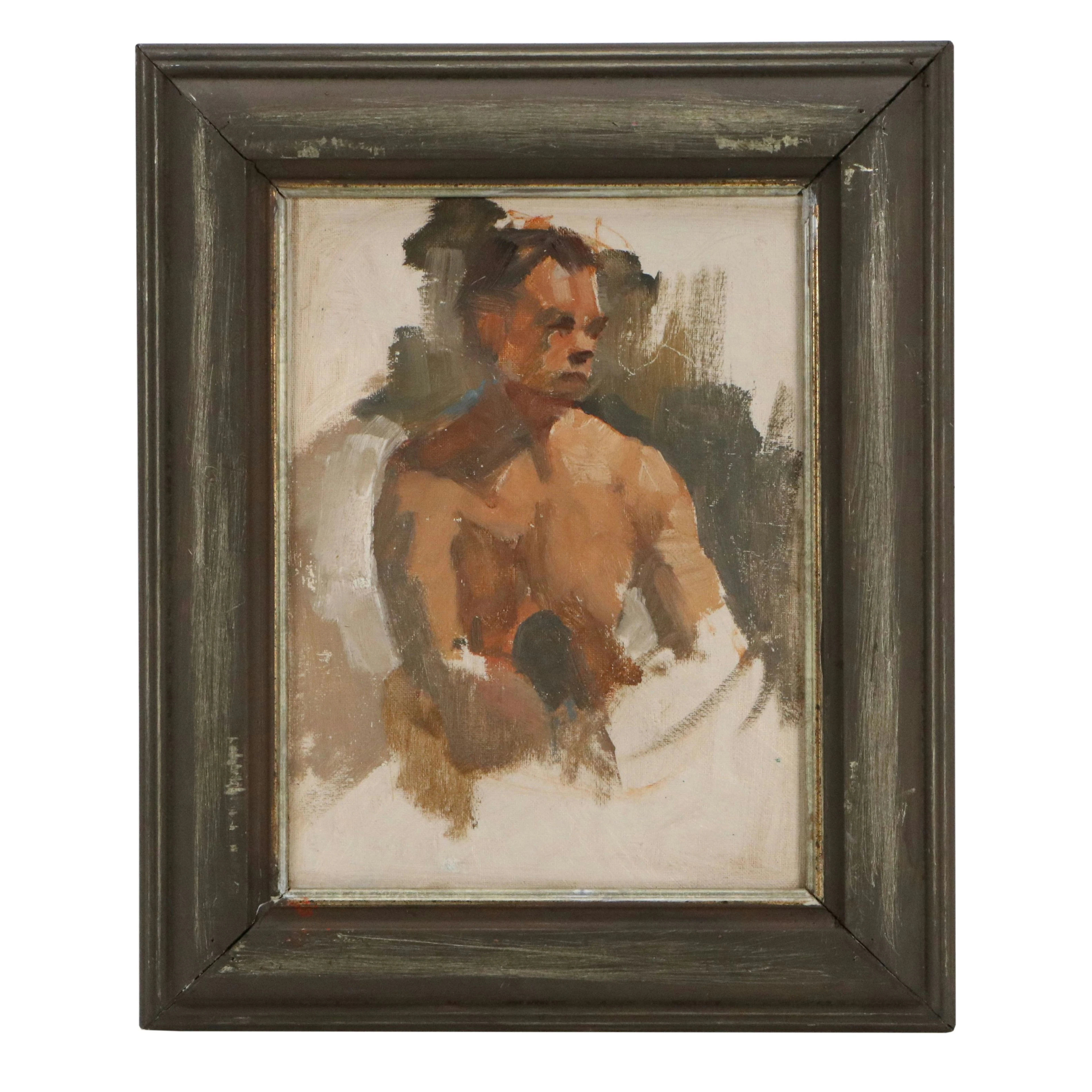 Alla Prima Oil Sketch of Male Figure "The 'Vet' of Golden Gloves"